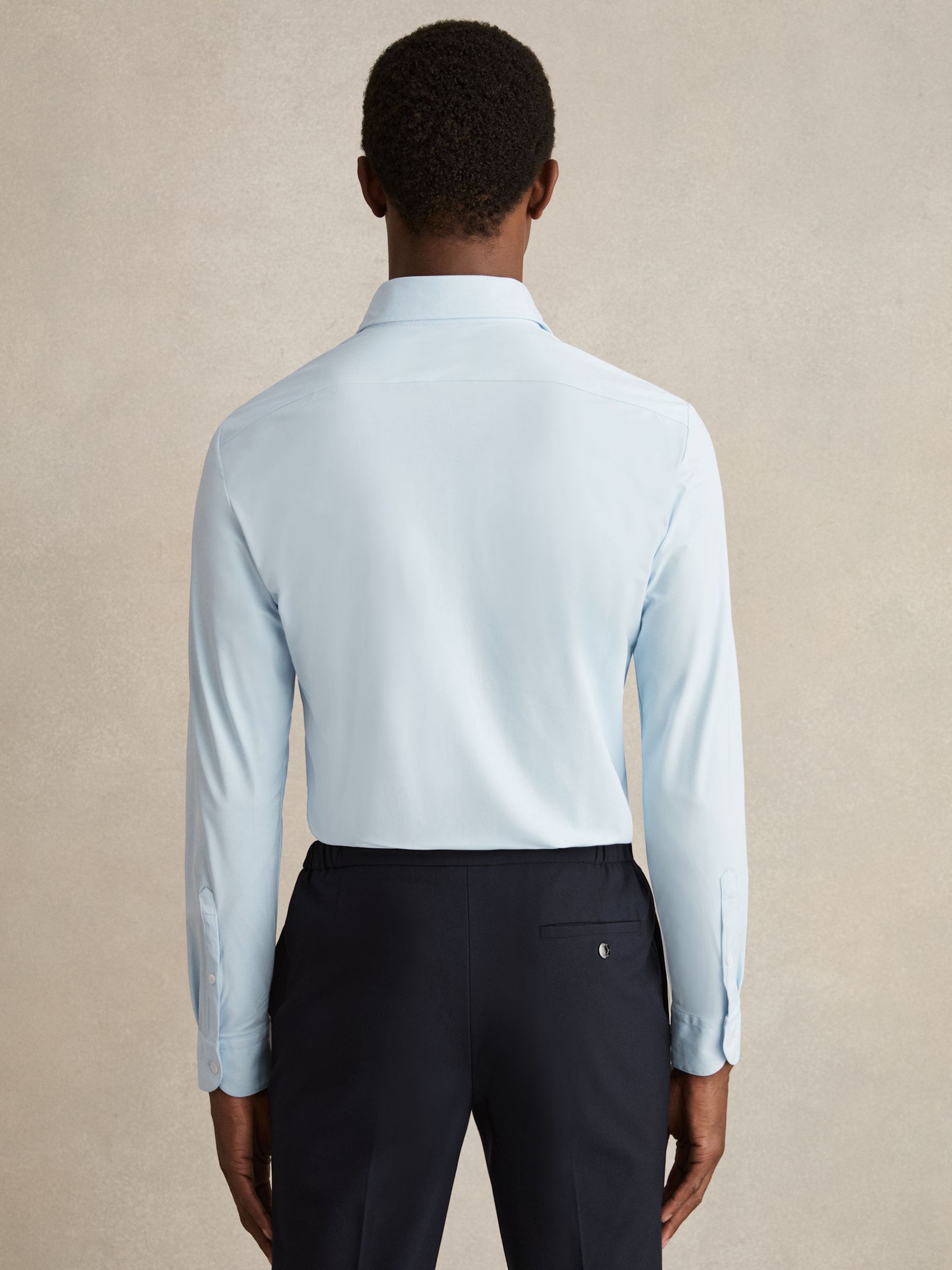 Regular Fit Travel Shirt in Soft Blue - Image 6 of 9
