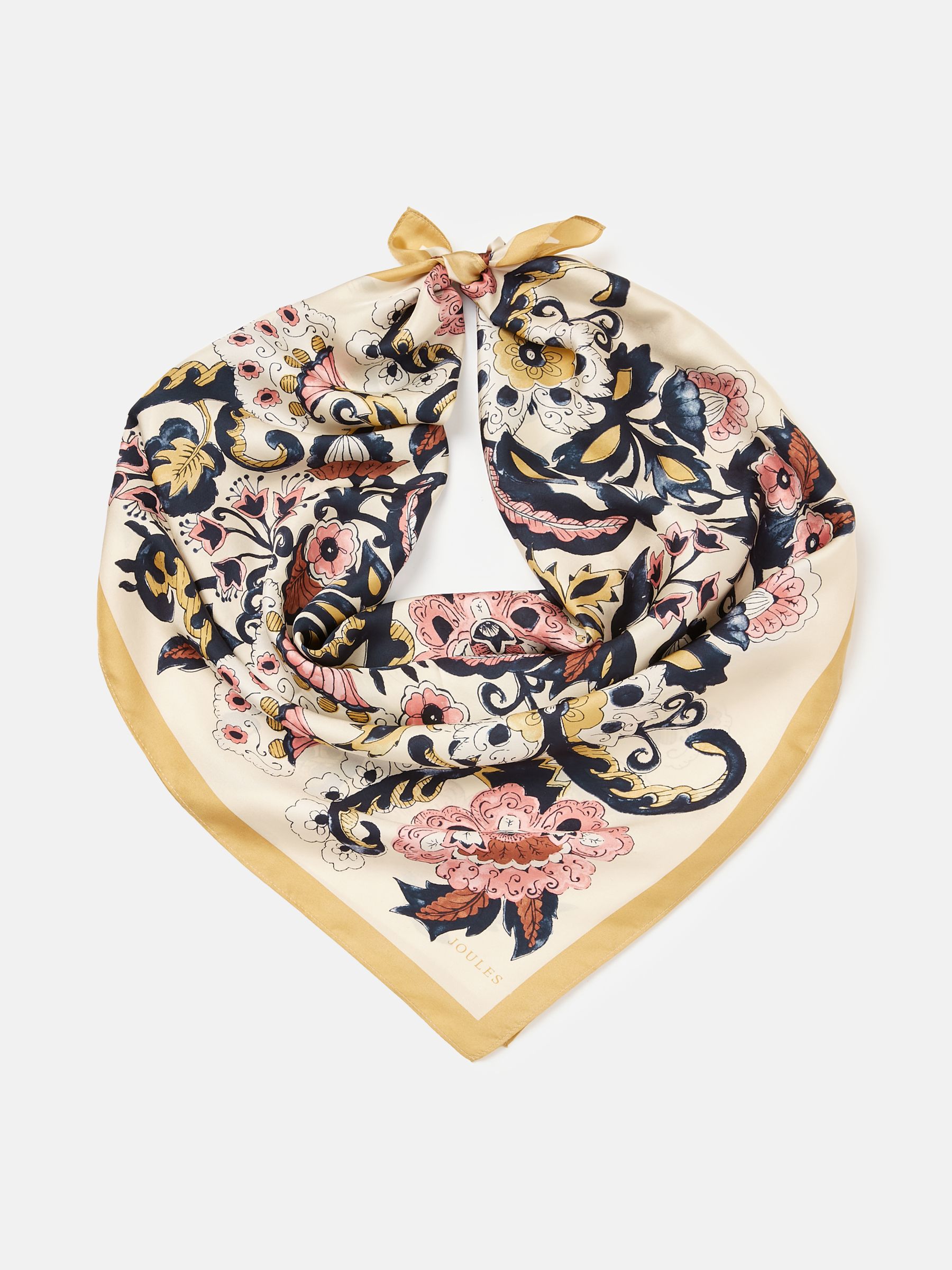 Bloomfield Neutral/Blush Floral Square Silk Scarf - Image 6 of 8