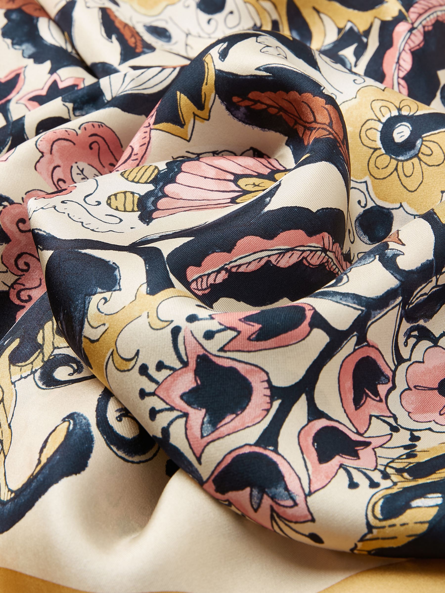 Bloomfield Neutral/Blush Floral Square Silk Scarf - Image 8 of 8
