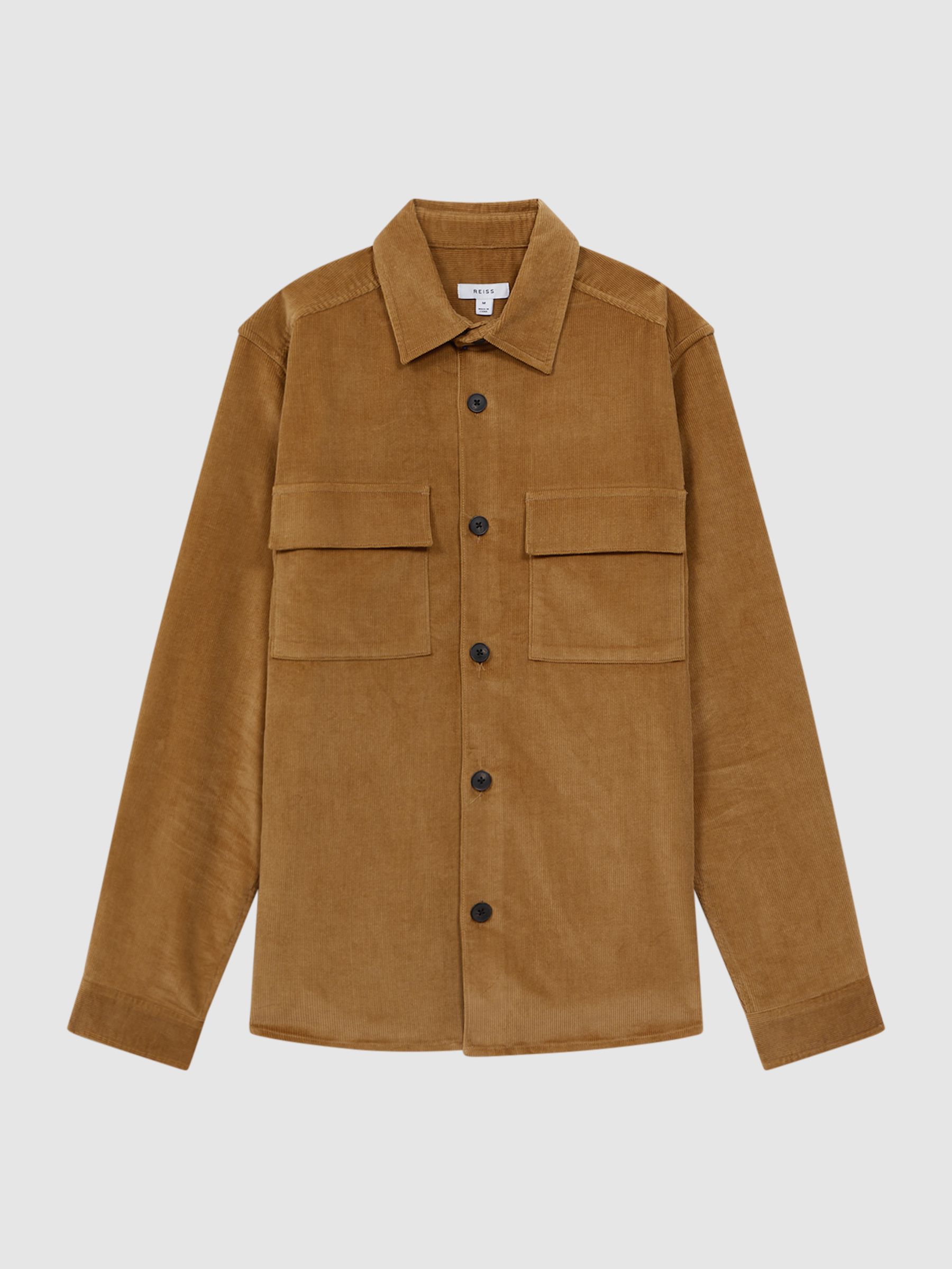 Corduroy Button-Through Overshirt in Camel - Image 2 of 5