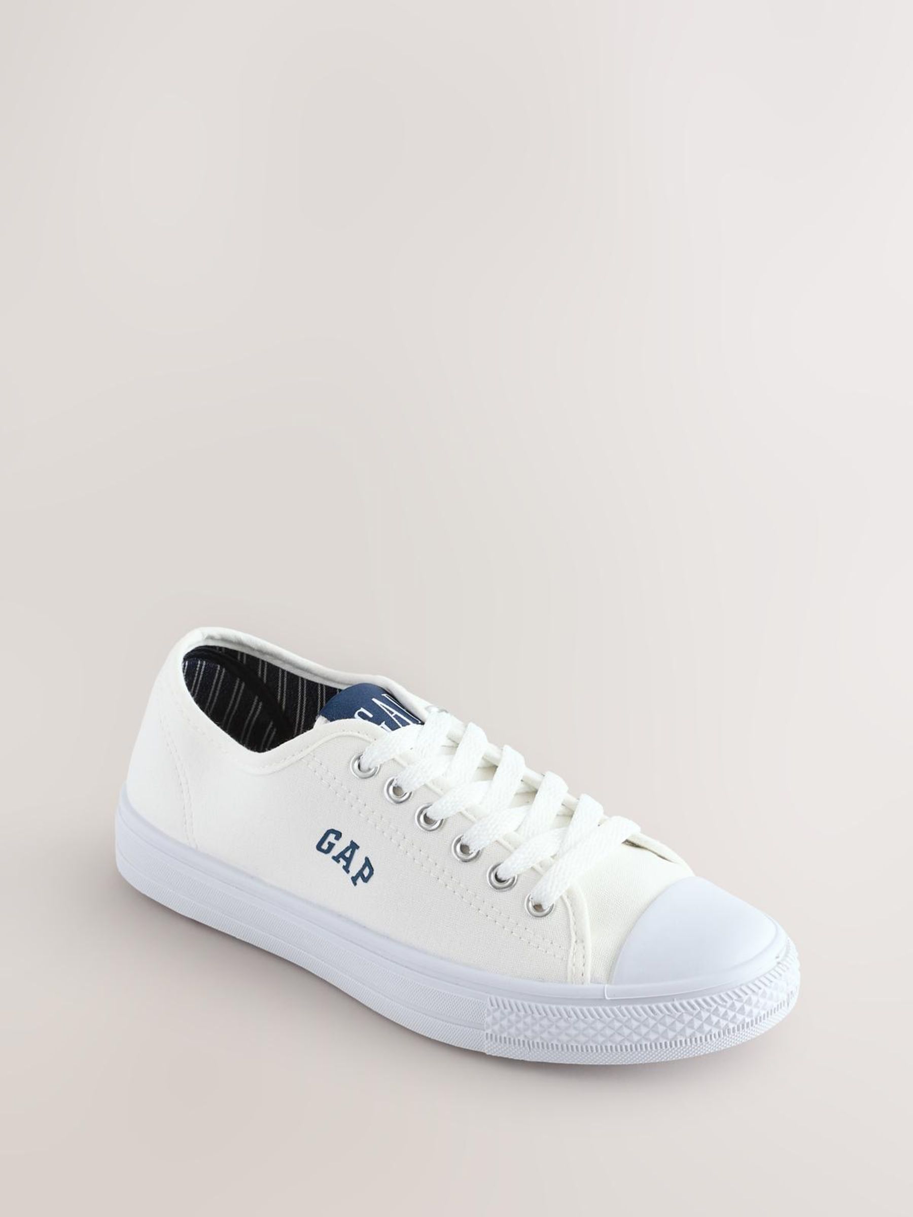 White Houston Low Top Canvas Trainers - Image 2 of 5