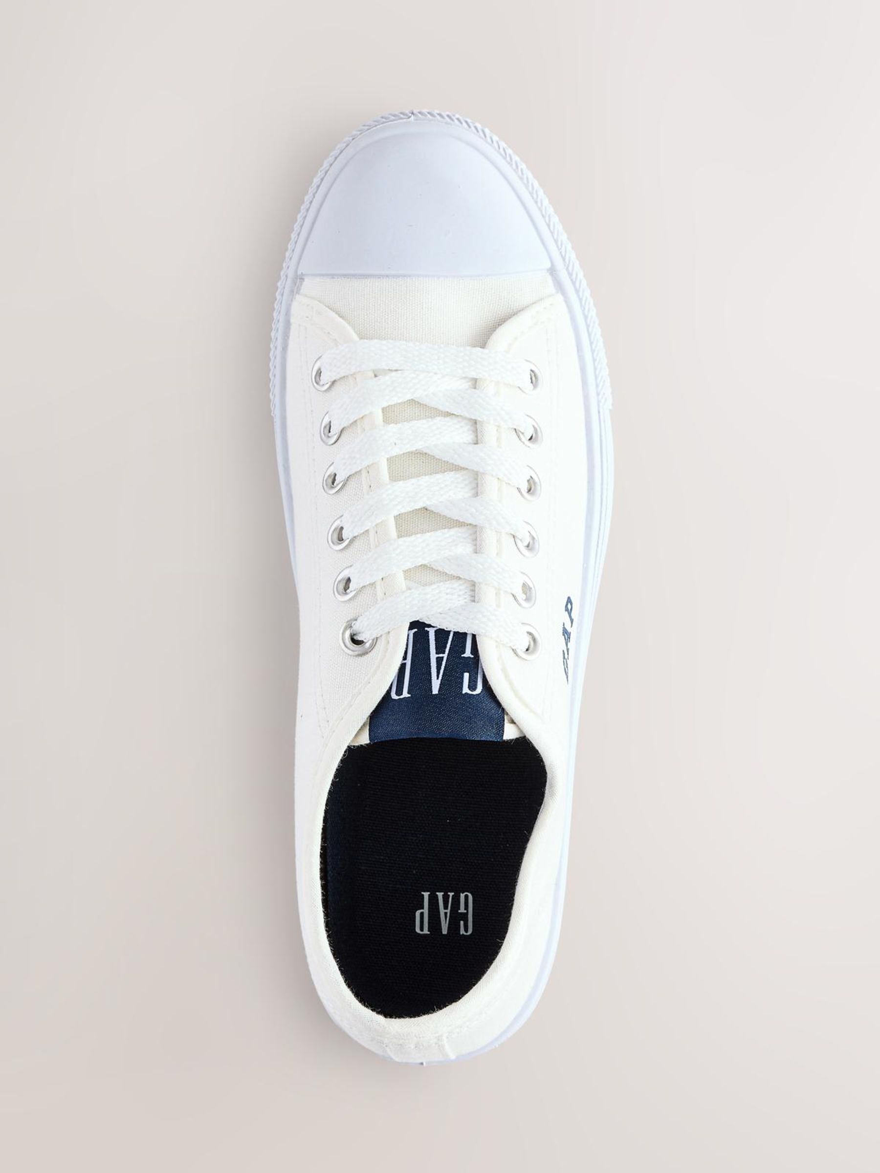 White Houston Low Top Canvas Trainers - Image 3 of 5