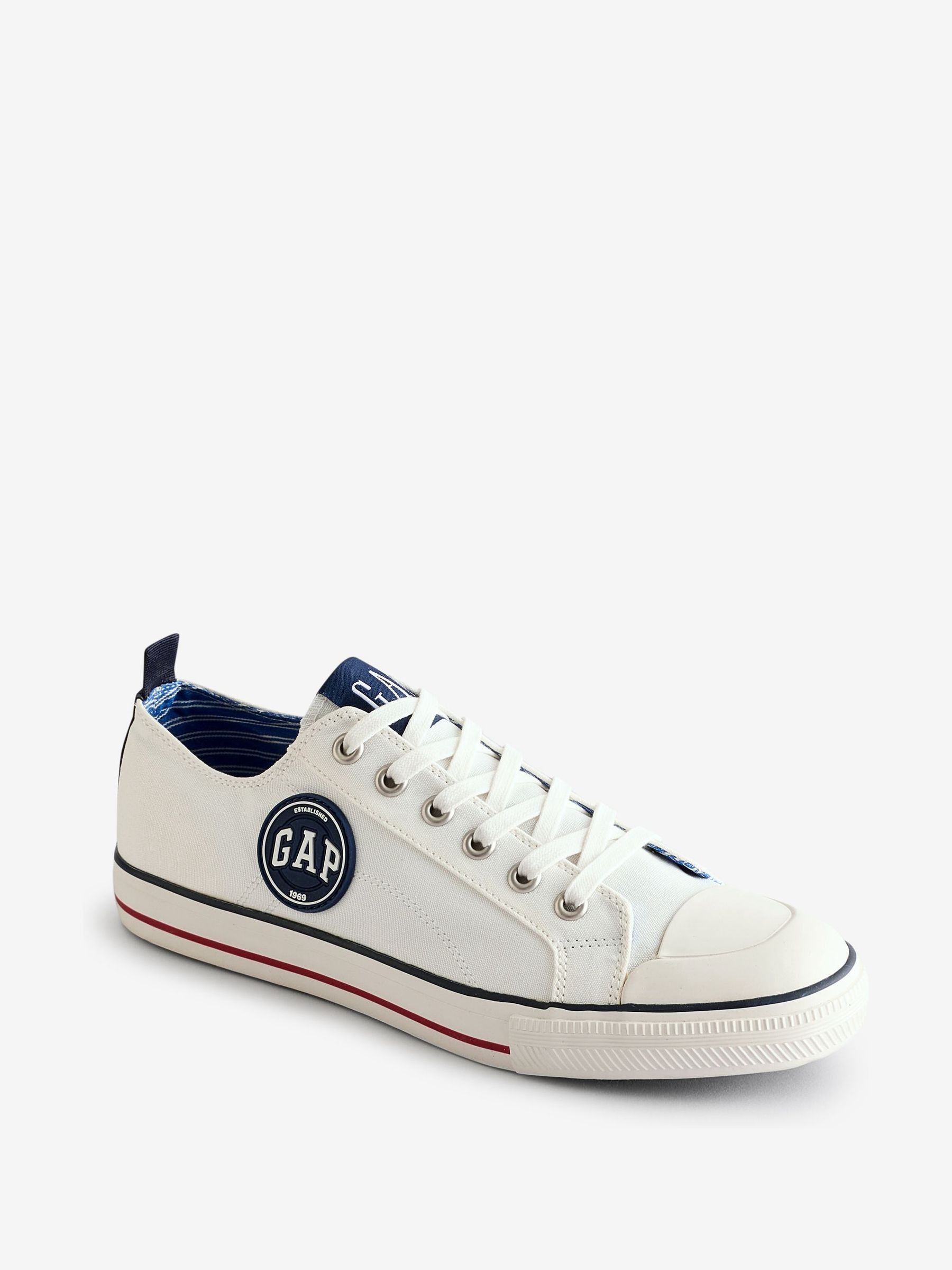 White Houston Low Top Canvas Trainers - Image 2 of 5