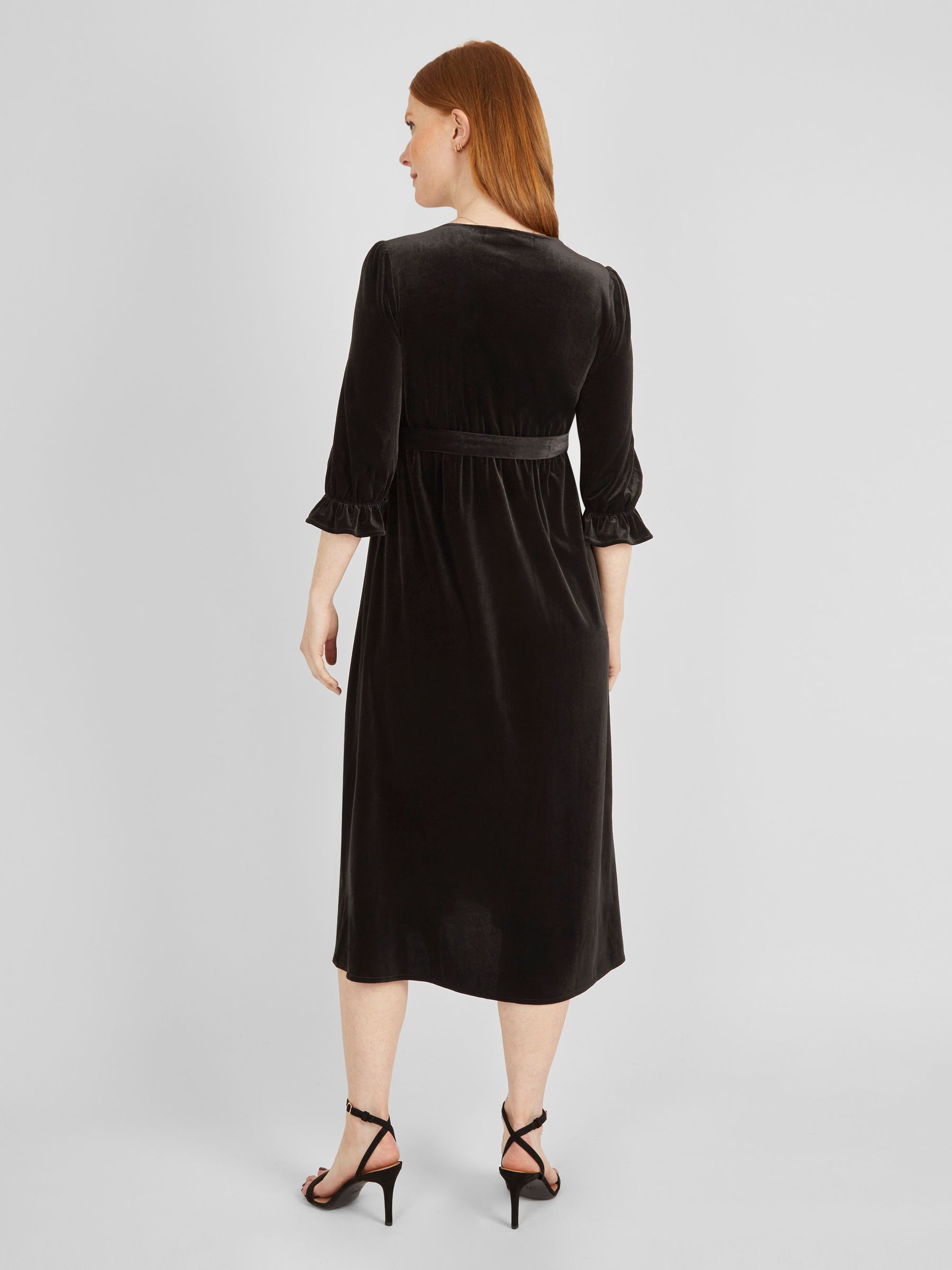 Black Velvet Wrap Maternity & Nursing Dress - Image 3 of 5