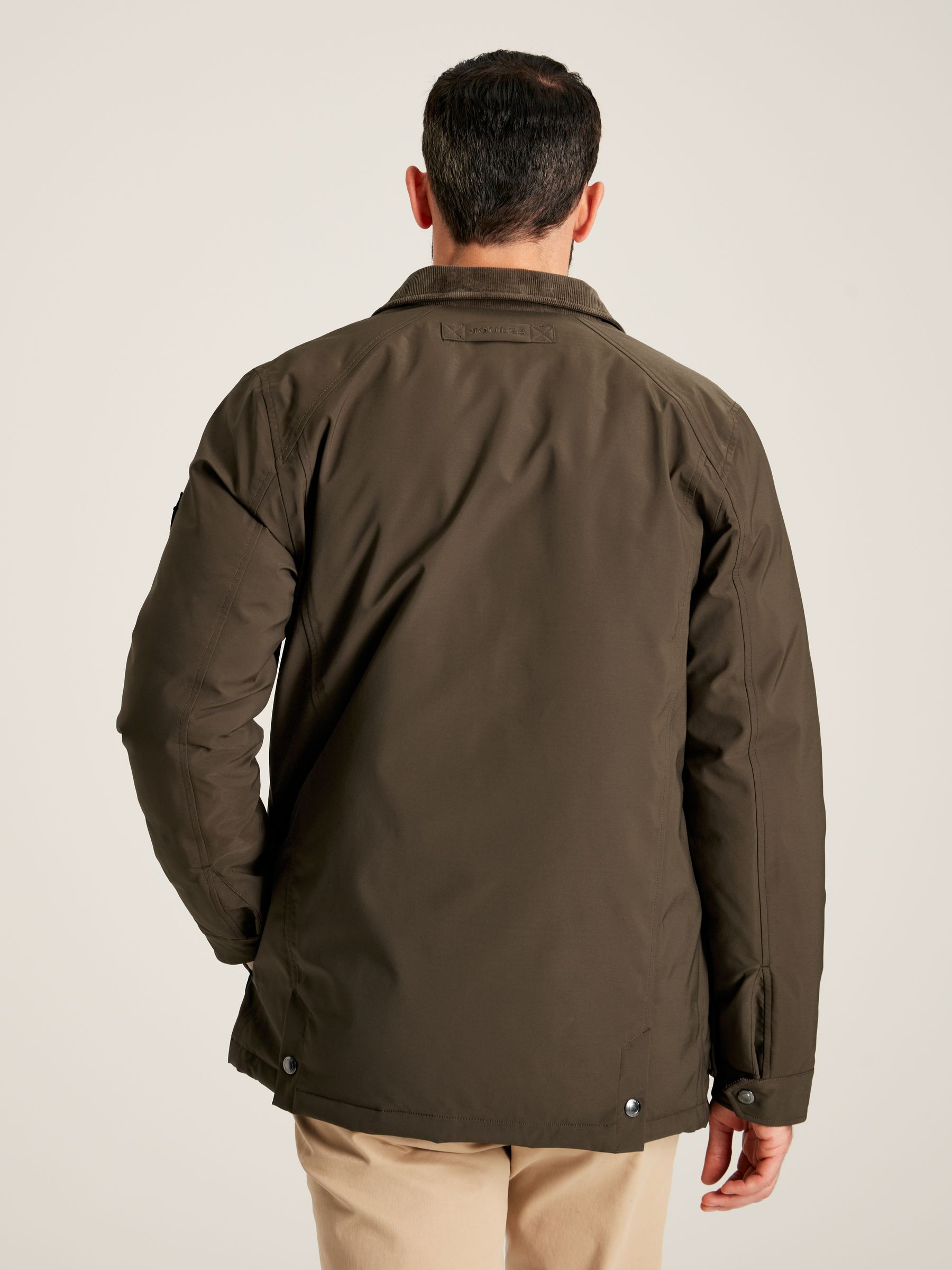 Arbury Brown Fleece Lined Waterproof Jacket With Corduroy Collar - Image 2 of 8