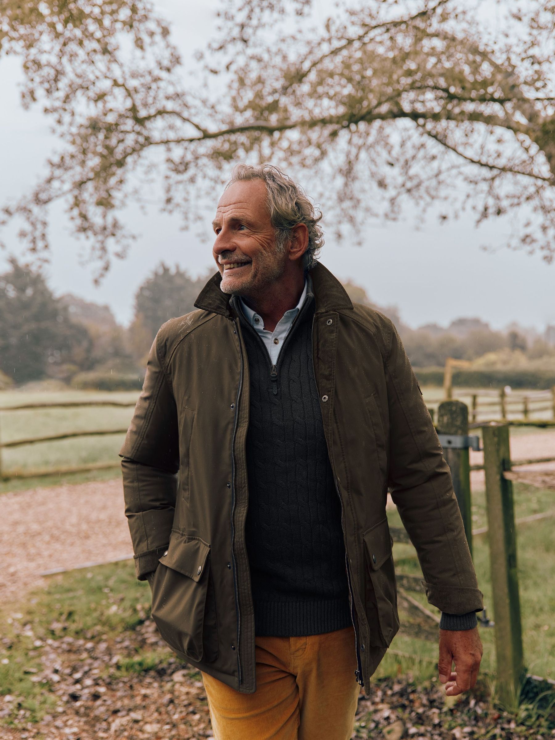 Arbury Brown Fleece Lined Waterproof Jacket With Corduroy Collar - Image 9 of 9