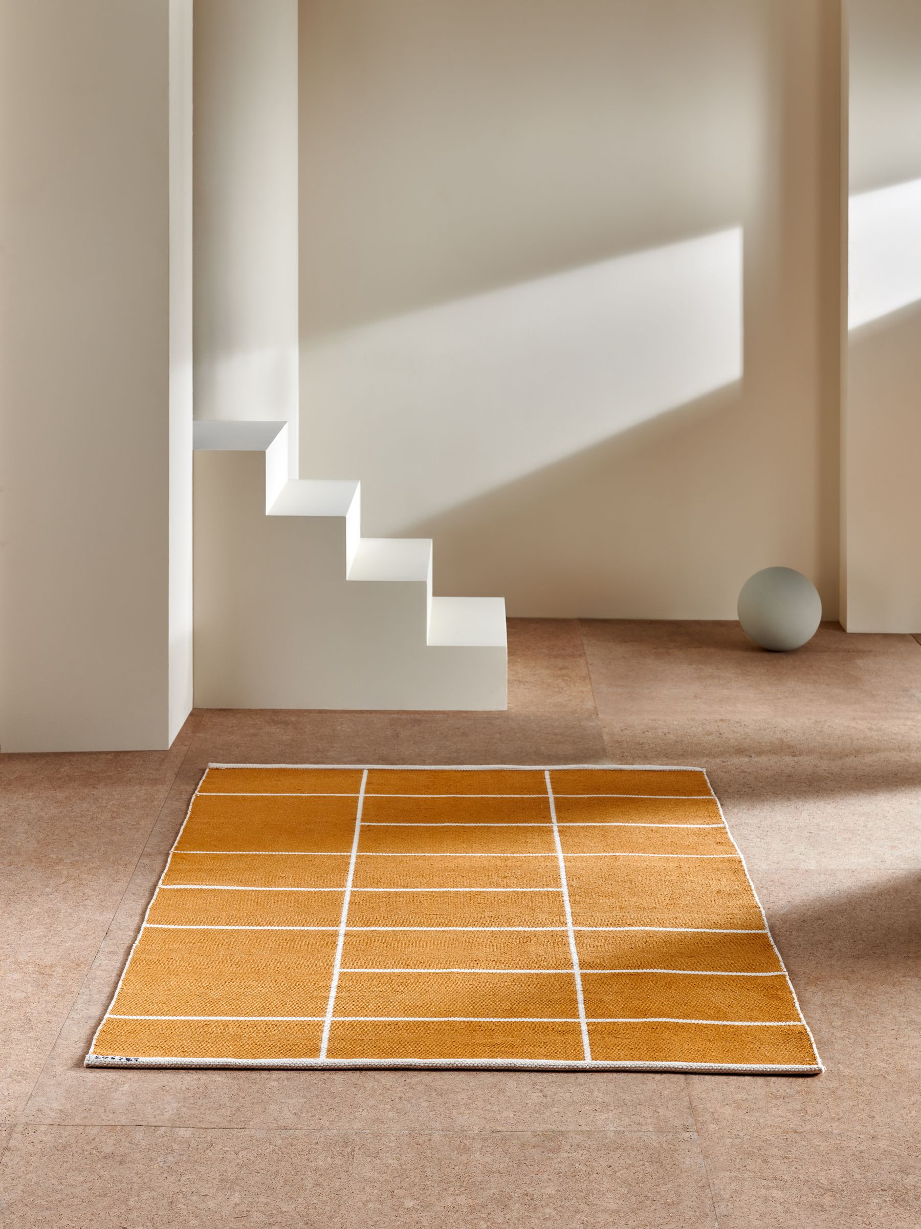 Elsmore Reversible Woven Cotton Rug in Ochre Yellow - Image 2 of 8