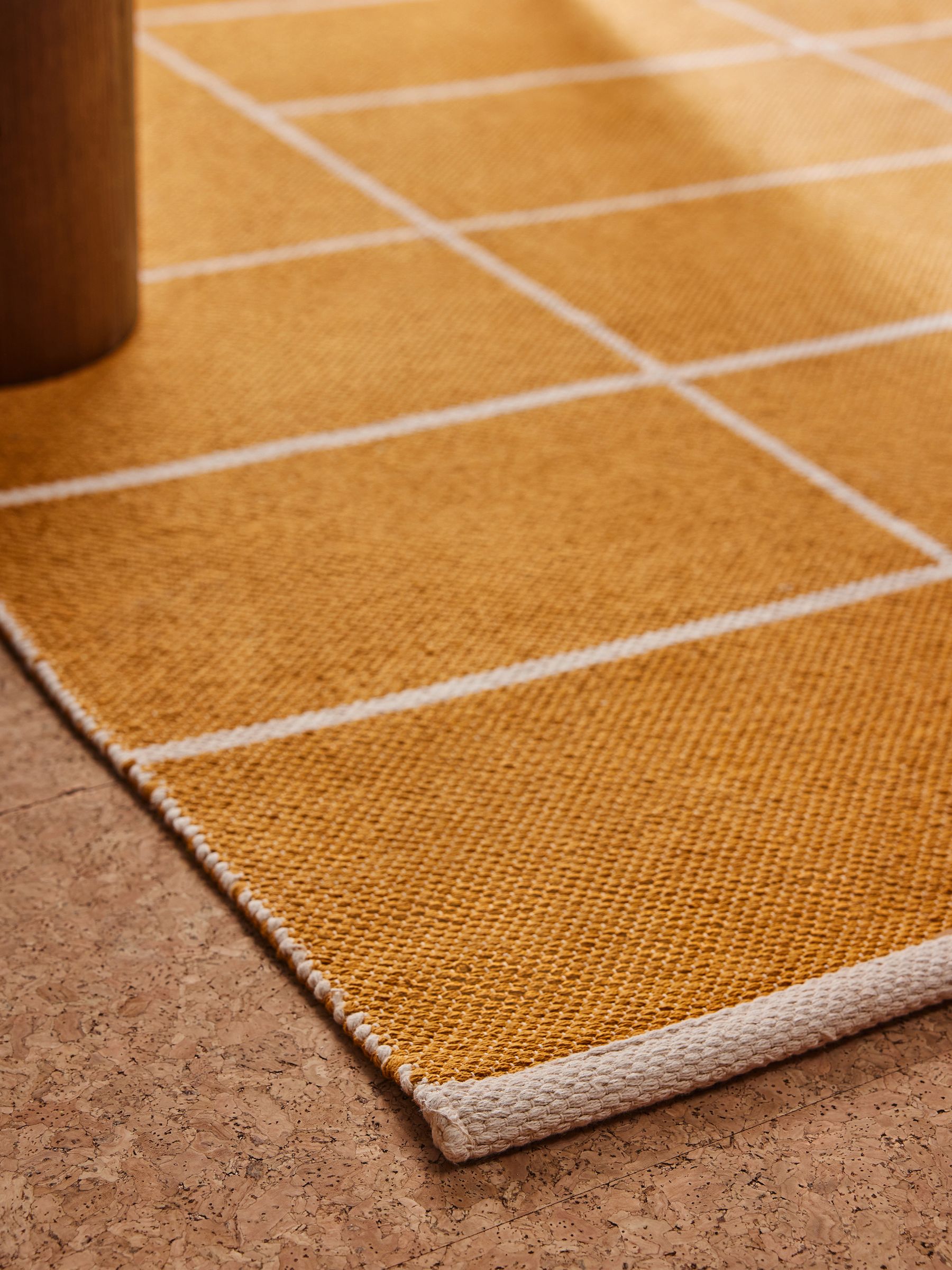Elsmore Reversible Woven Cotton Rug in Ochre Yellow - Image 5 of 8