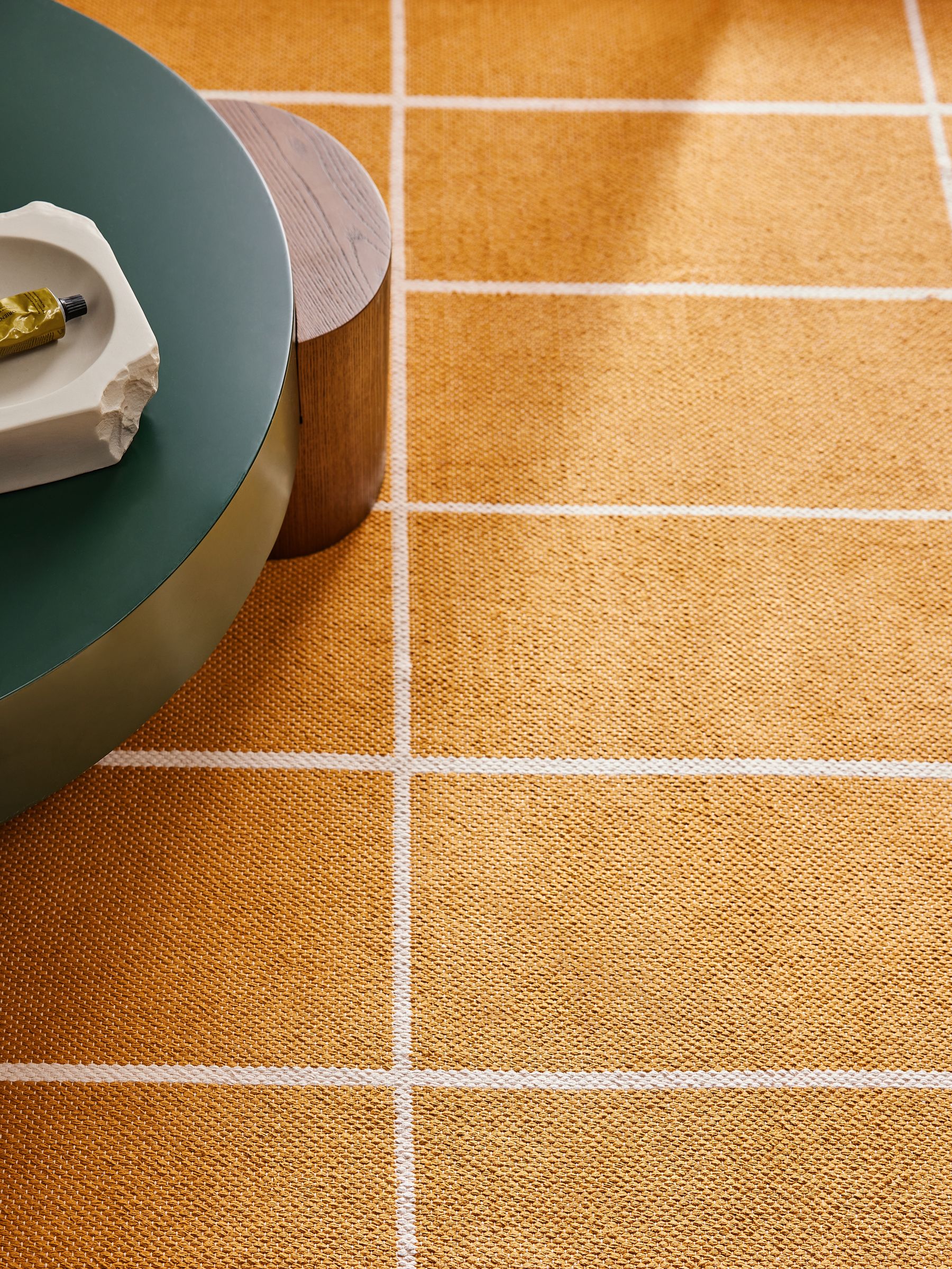 Elsmore Reversible Woven Cotton Rug in Ochre Yellow - Image 7 of 8
