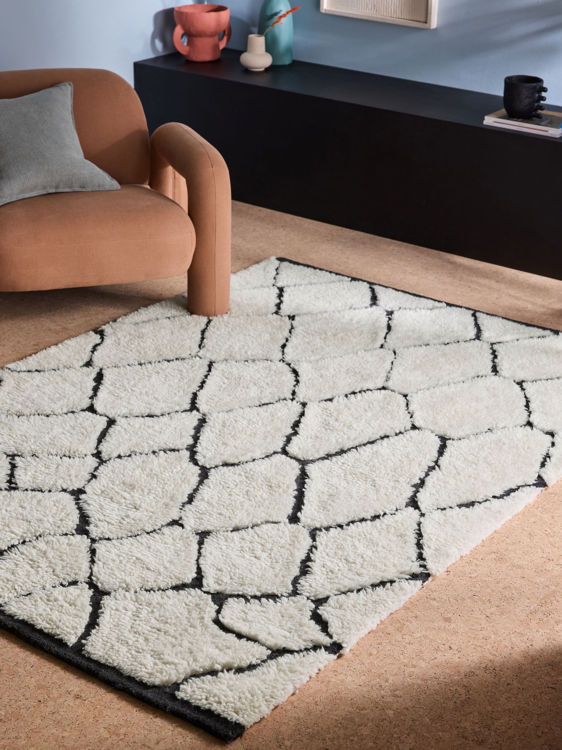 Marvin Wool Berber Rug in White - Image 1 of 5