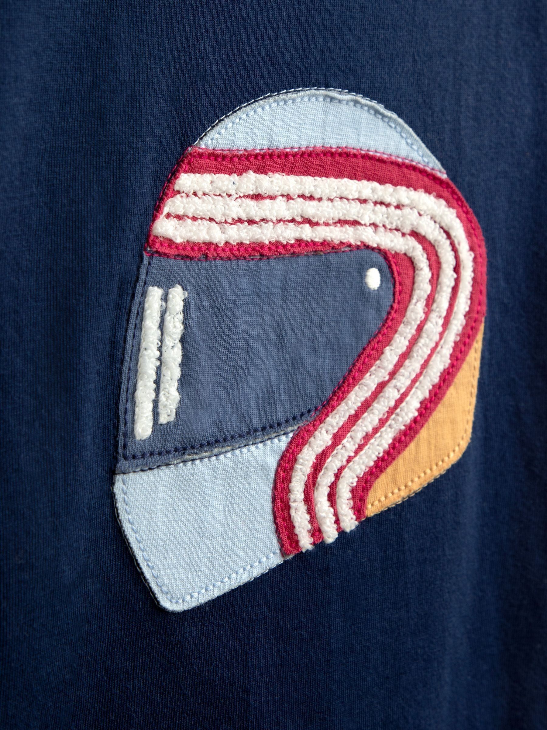 Navy Race Car Helmet Appliqué Top - Image 4 of 4
