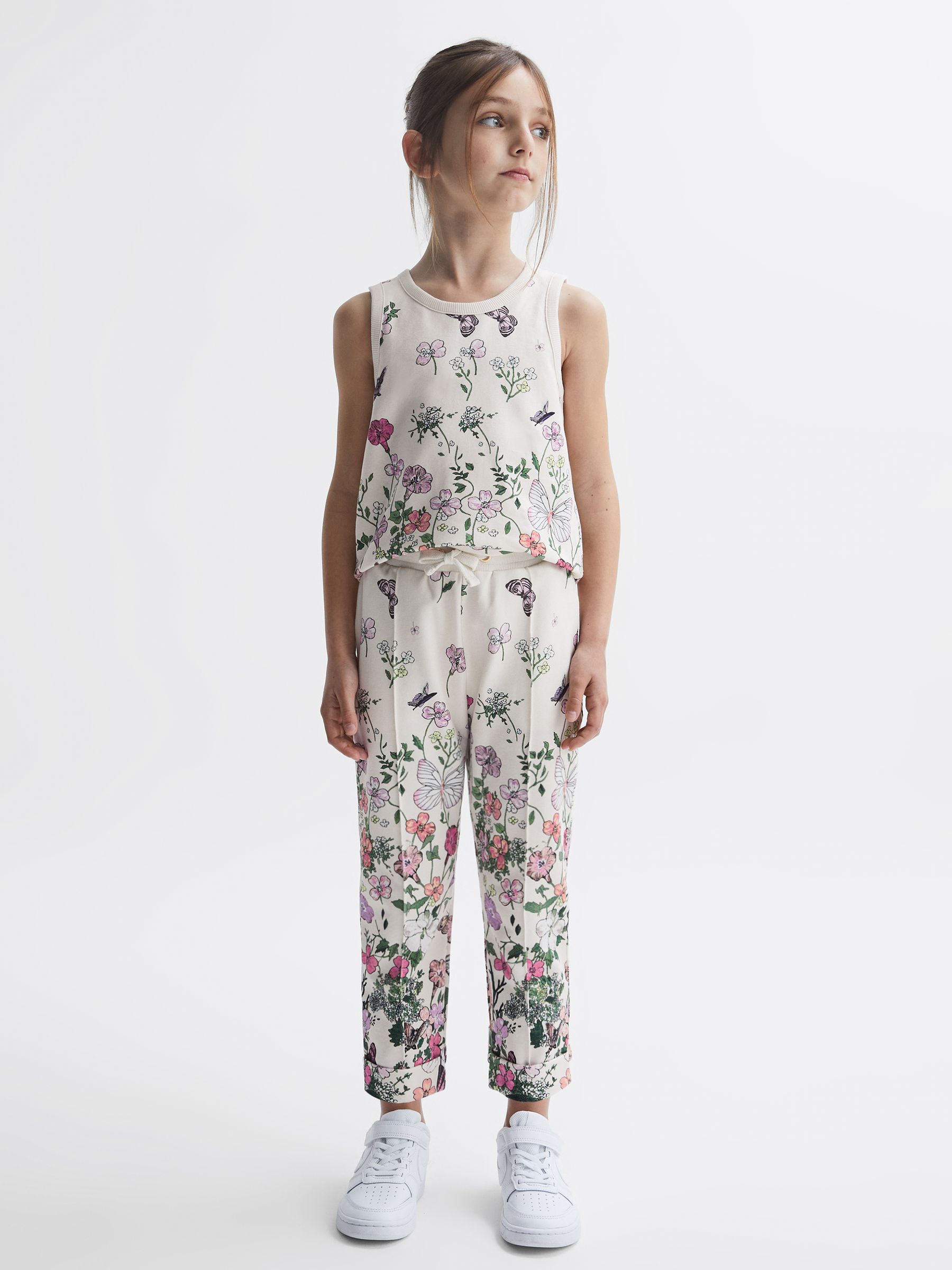 9-12 yrs Floral Print Drawstring Joggers in Pink Print - Image 1 of 6