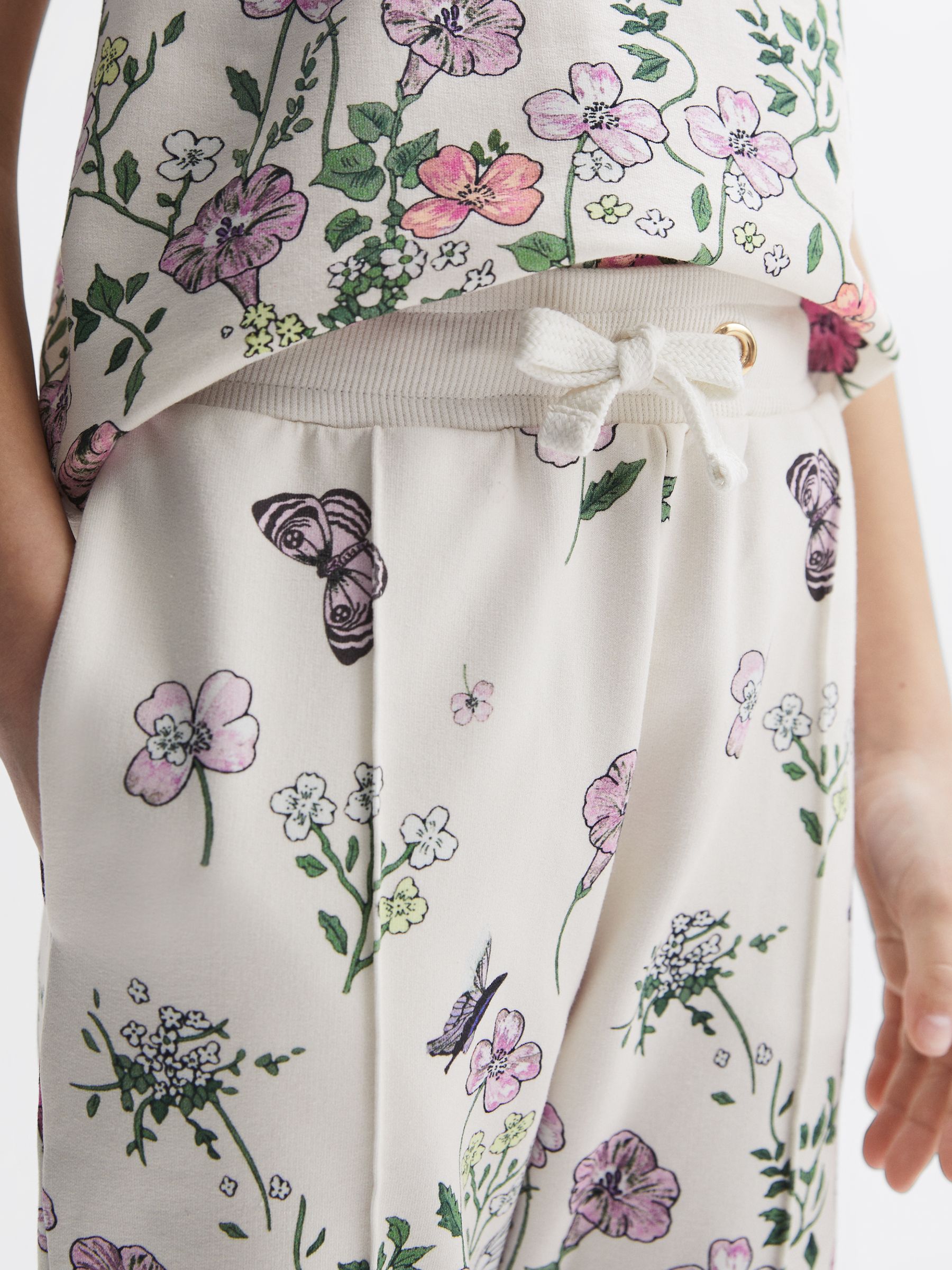 9-12 yrs Floral Print Drawstring Joggers in Pink Print - Image 4 of 6