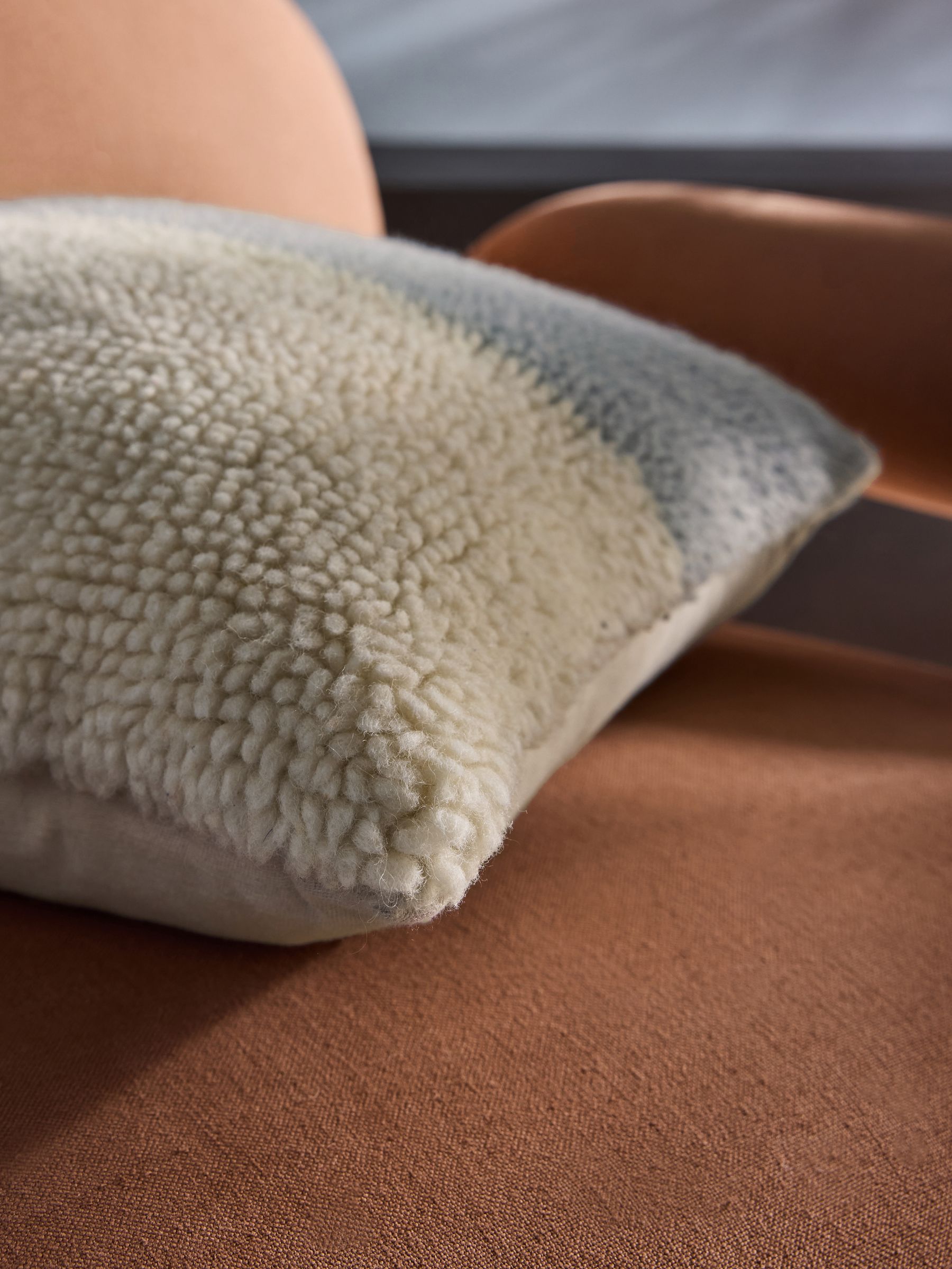 Lori Tufted Berber Cushion in Grey/Blue - Image 2 of 3