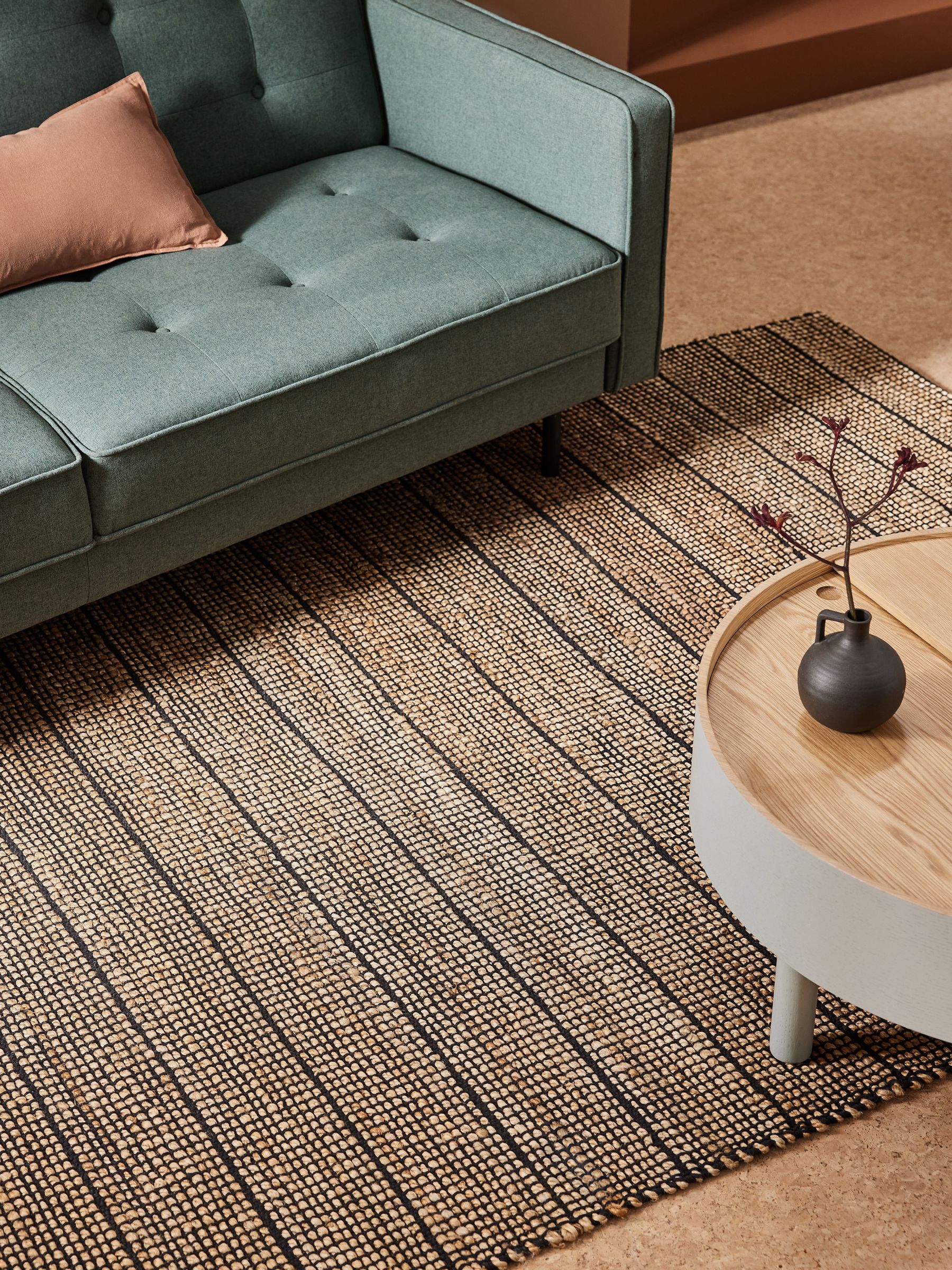 Hurley Woven Jute Rug in Black - Image 1 of 6