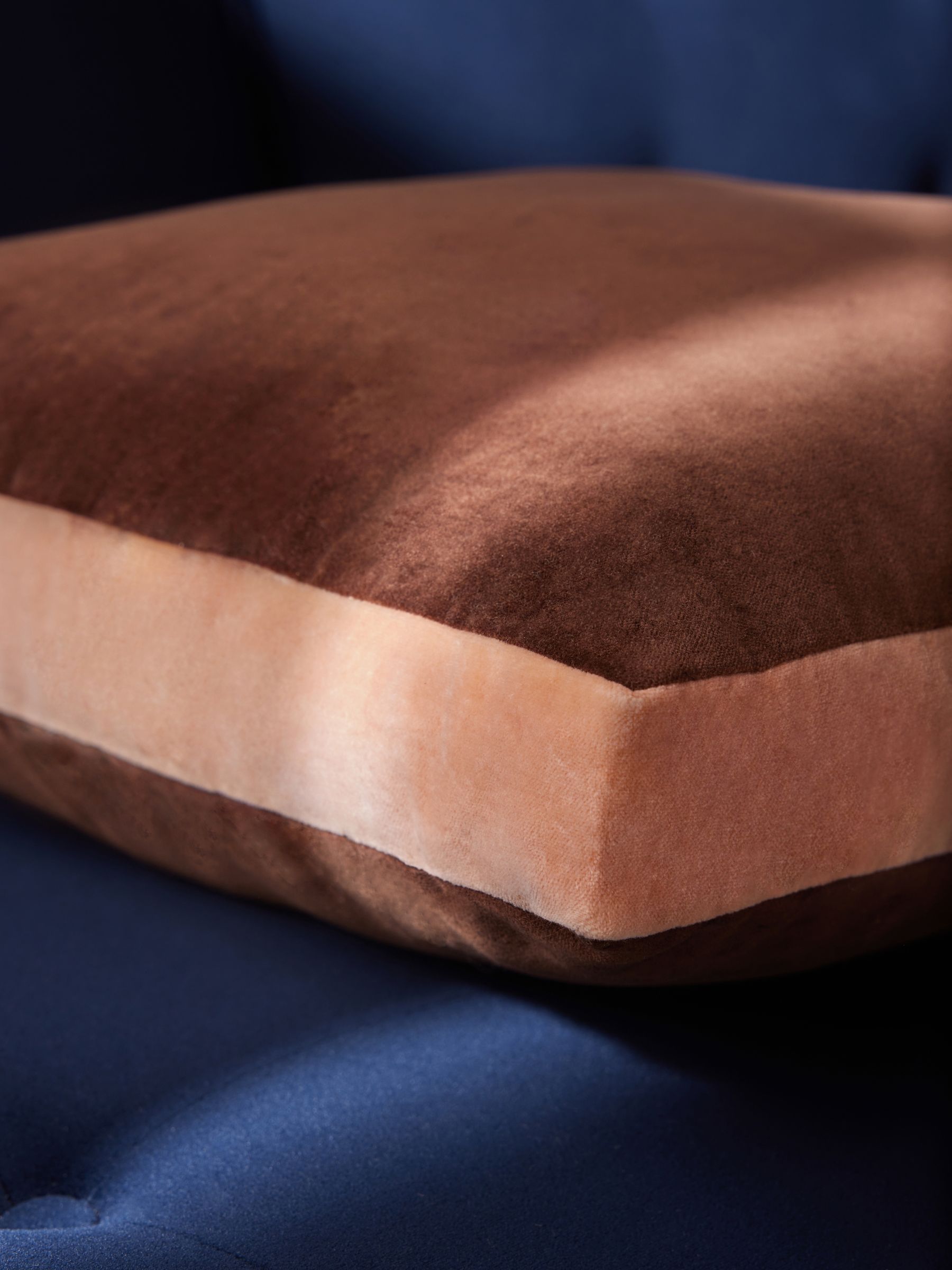 Petra Cotton Velvet Boxy Cushion in Brown - Image 2 of 3