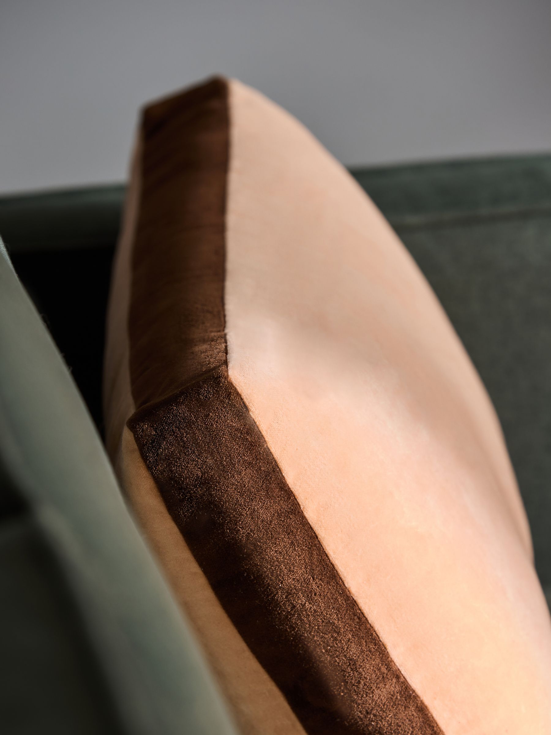 Petra Cotton Velvet Boxy Cushion in Peach Pink - Image 2 of 3