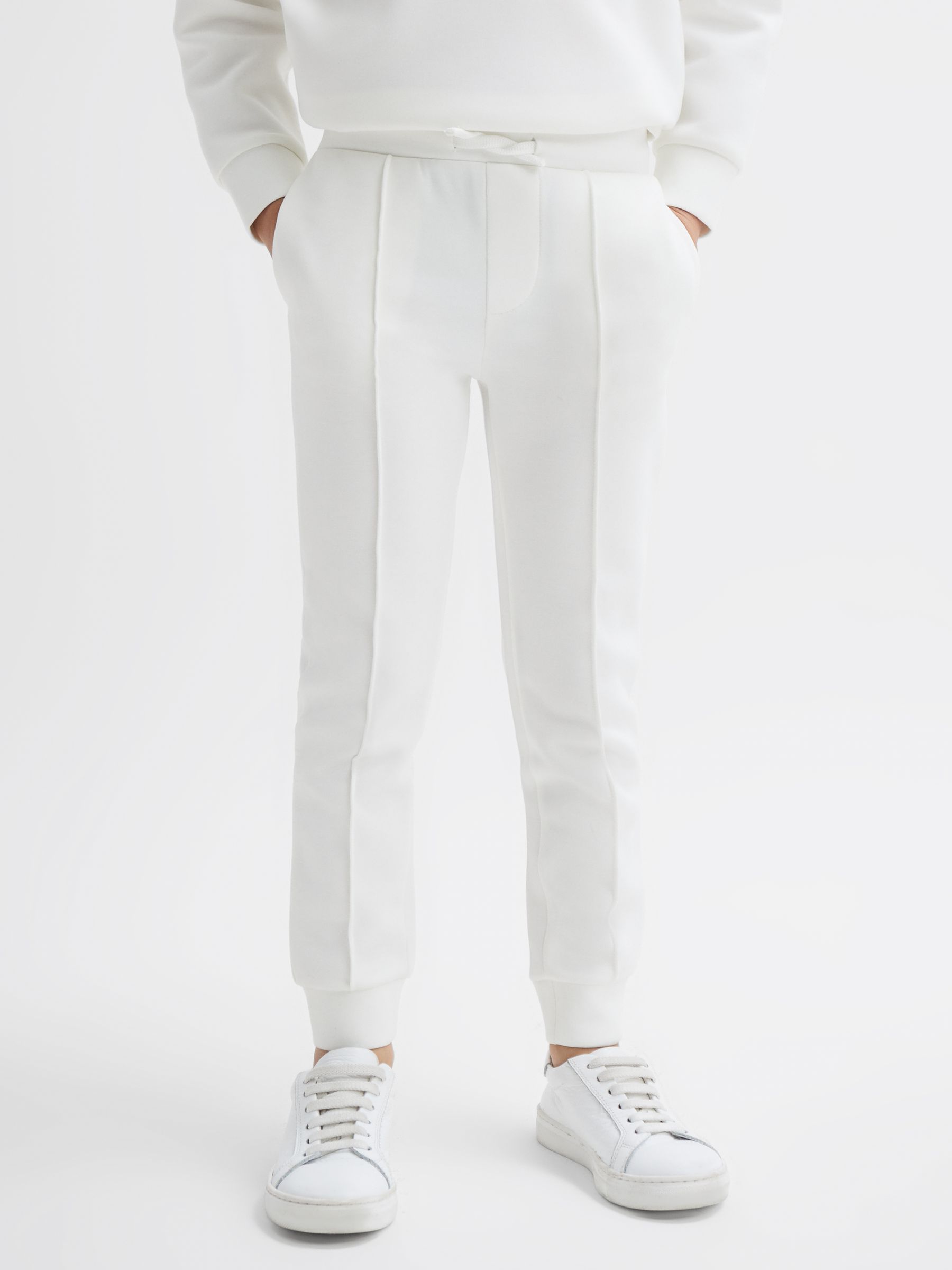 9-14 yrs Drawstring Jersey Joggers in White - Image 3 of 5