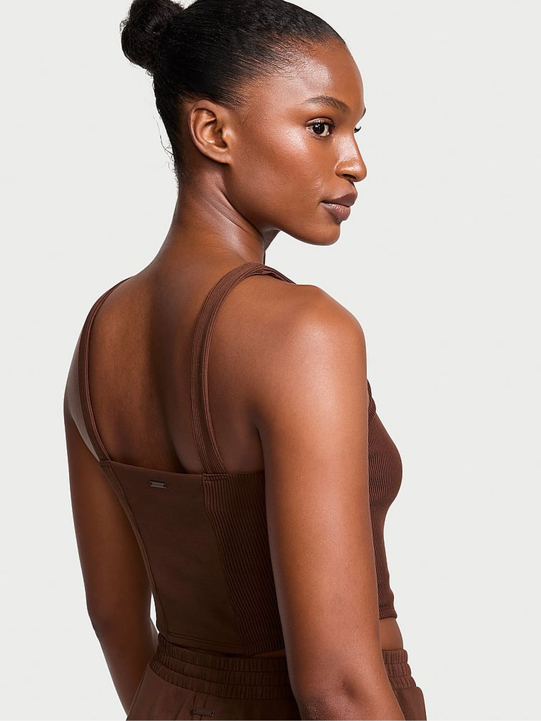 Ganache Brown Modal Corset Tank Top - Image 2 of 4