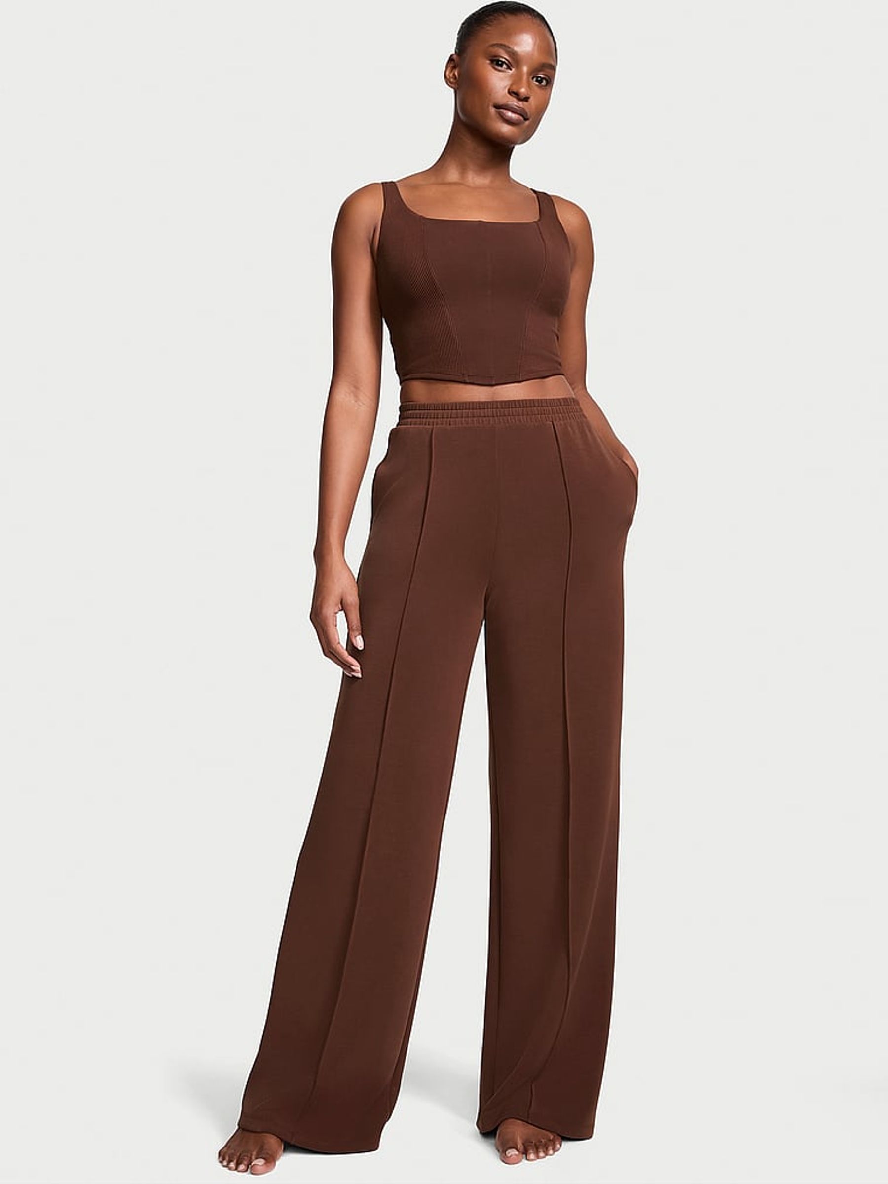 Ganache Brown Modal Corset Tank Top - Image 3 of 4