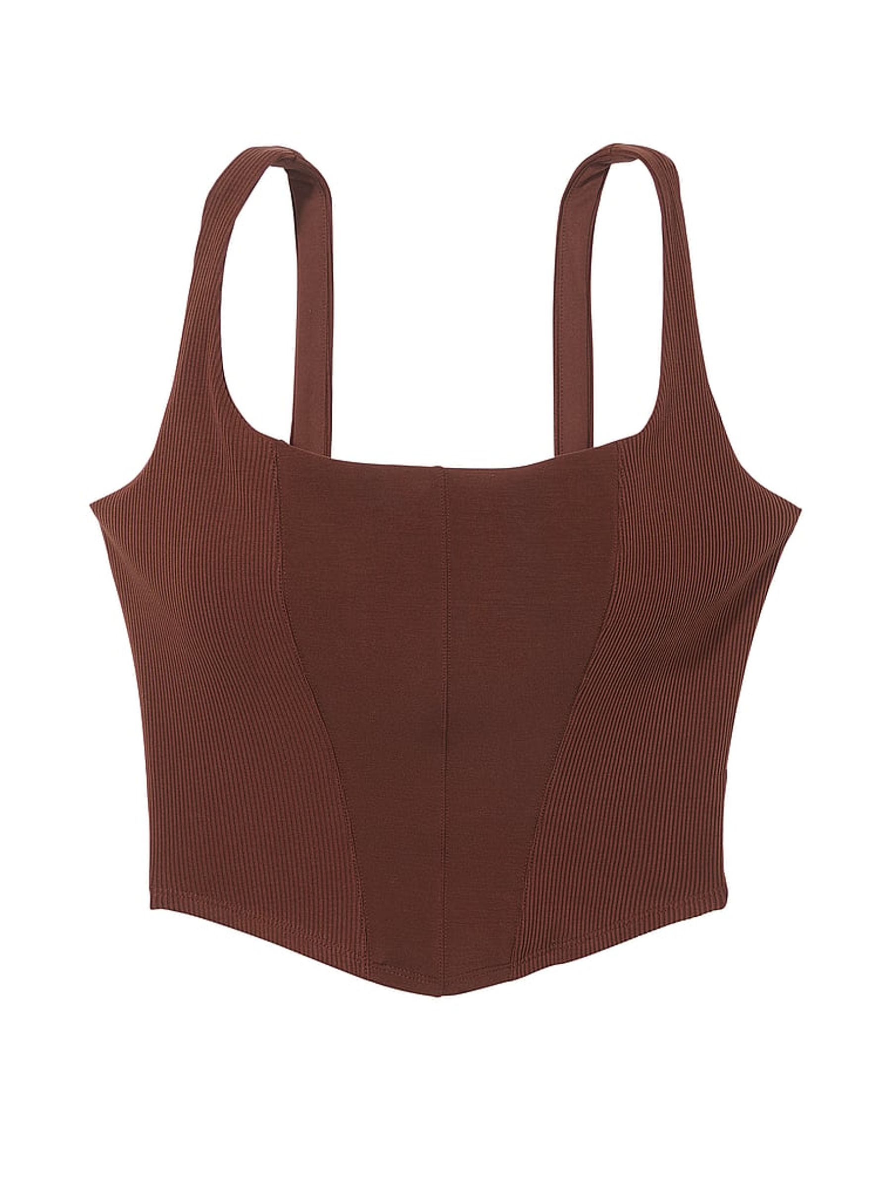 Ganache Brown Modal Corset Tank Top - Image 4 of 4