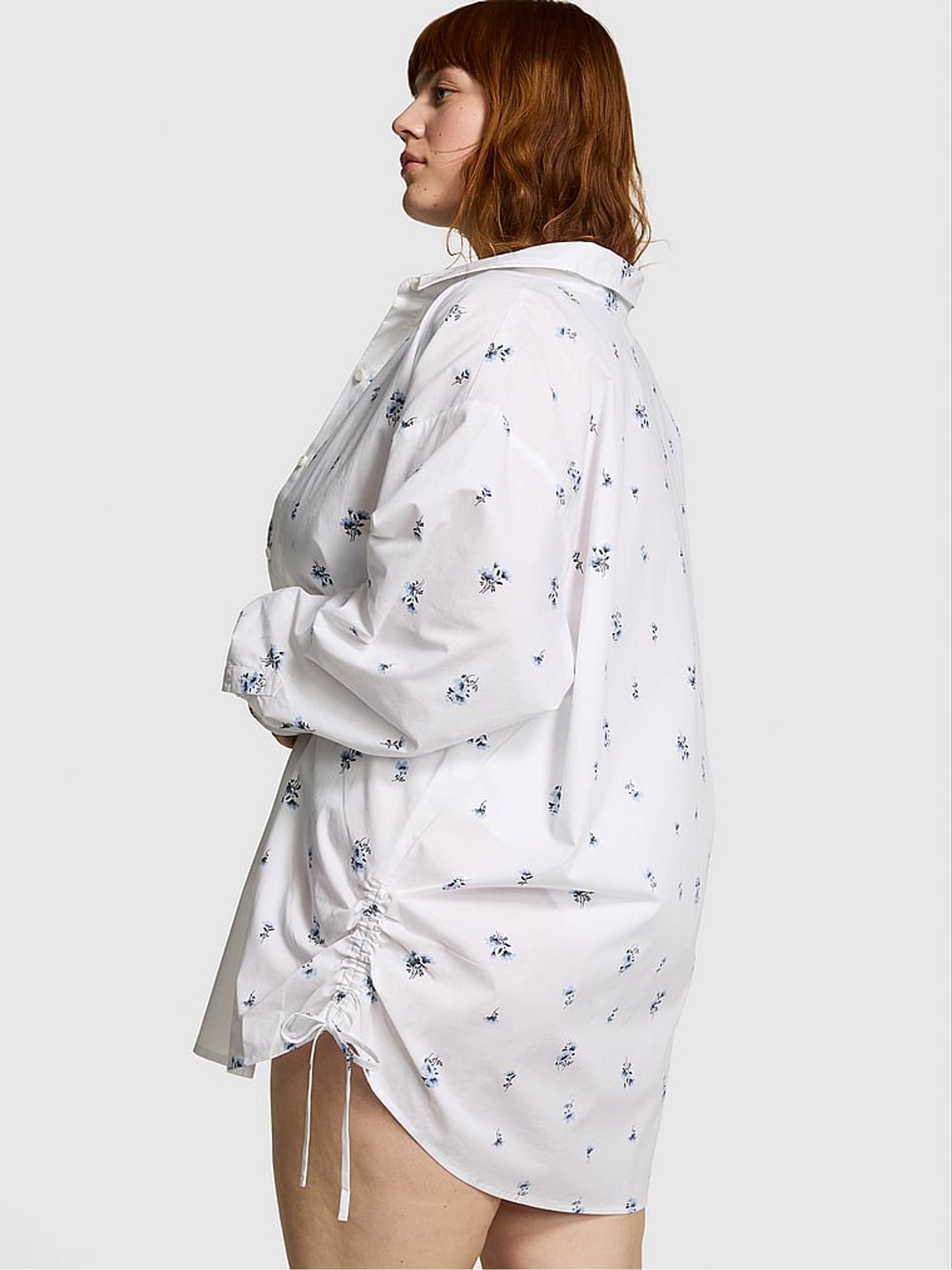 Optic White Floral Cover Up Shirt - Image 2 of 3