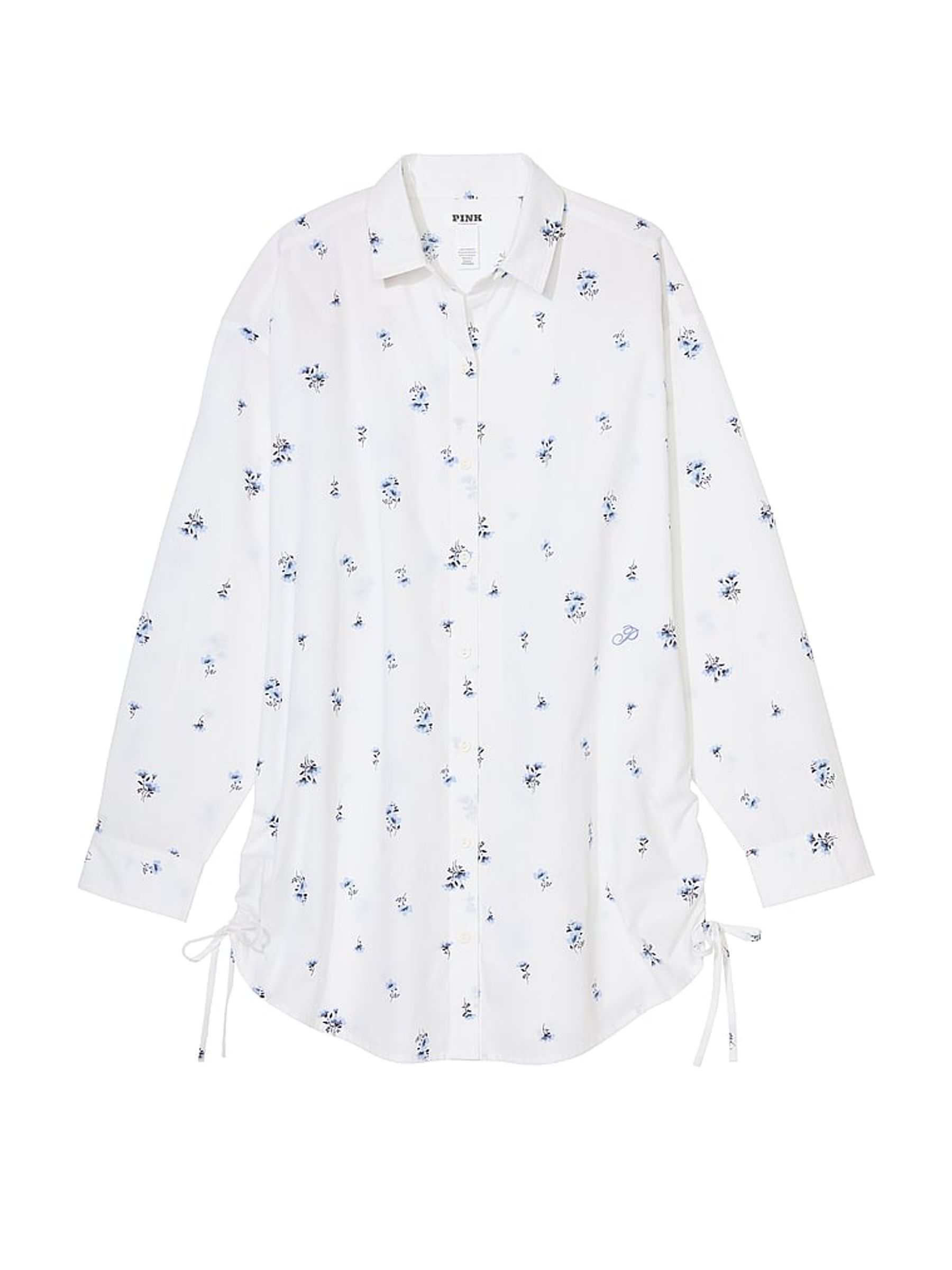 Optic White Floral Cover Up Shirt - Image 3 of 3