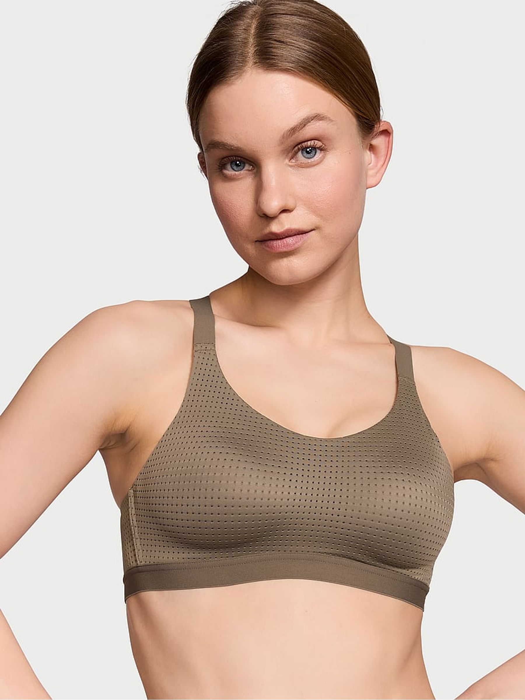 Terra Olive Green Lightweight Mesh Medium Support Sports Bra - Image 1 of 3