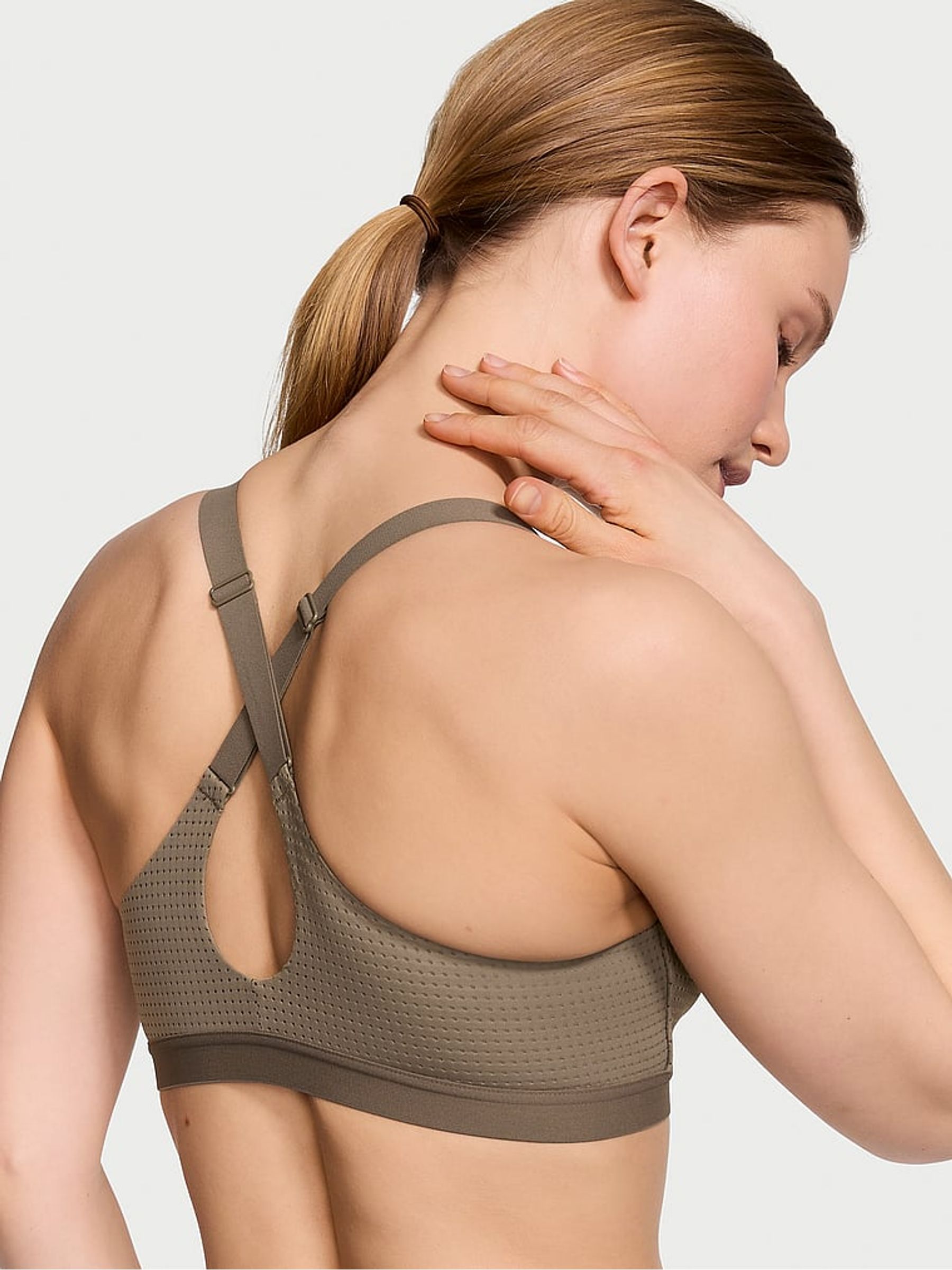Terra Olive Green Lightweight Mesh Medium Support Sports Bra - Image 2 of 3