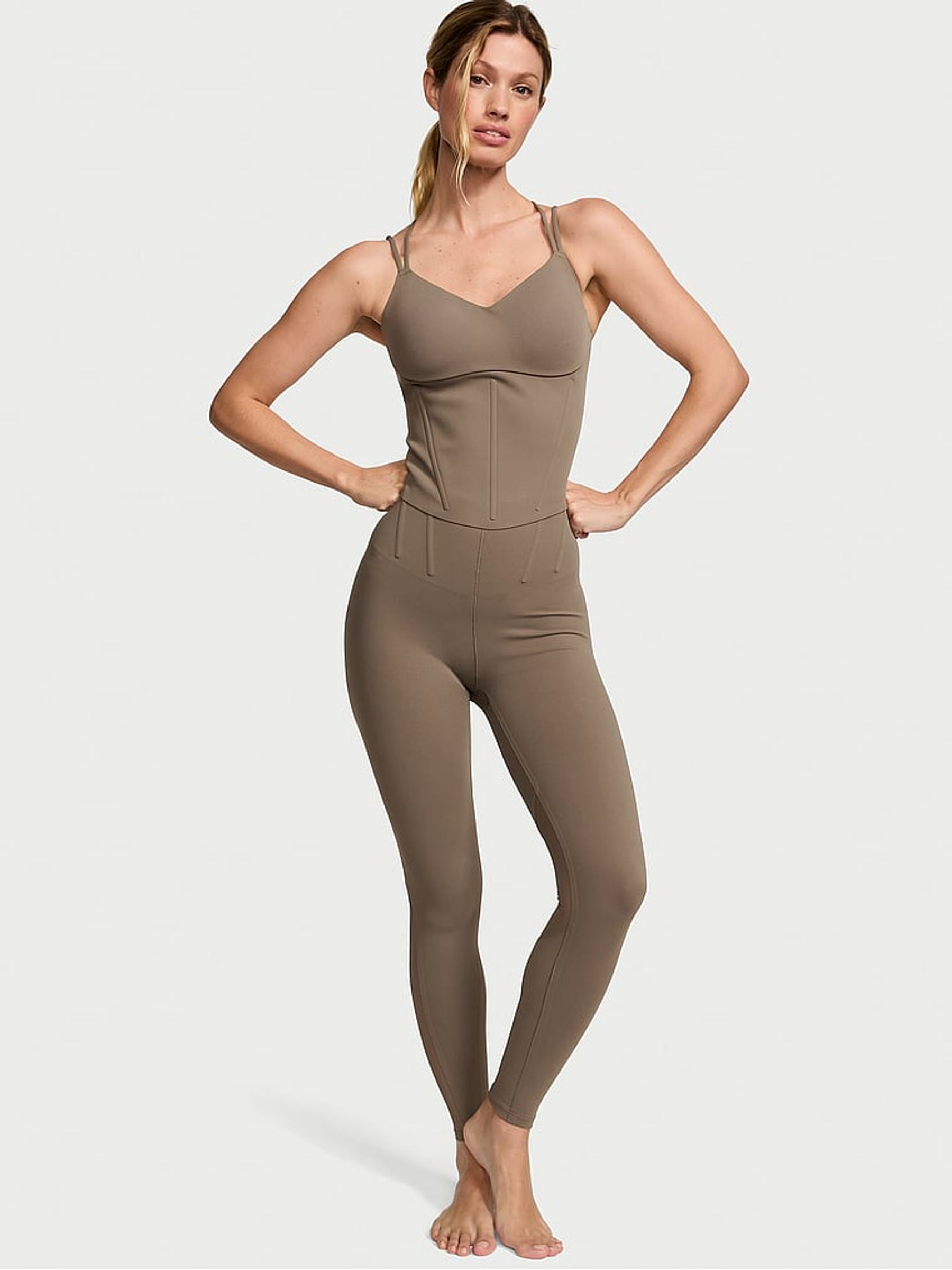 Terra Olive Green 7/8 Length VS Elevate Corset Leggings - Image 3 of 4