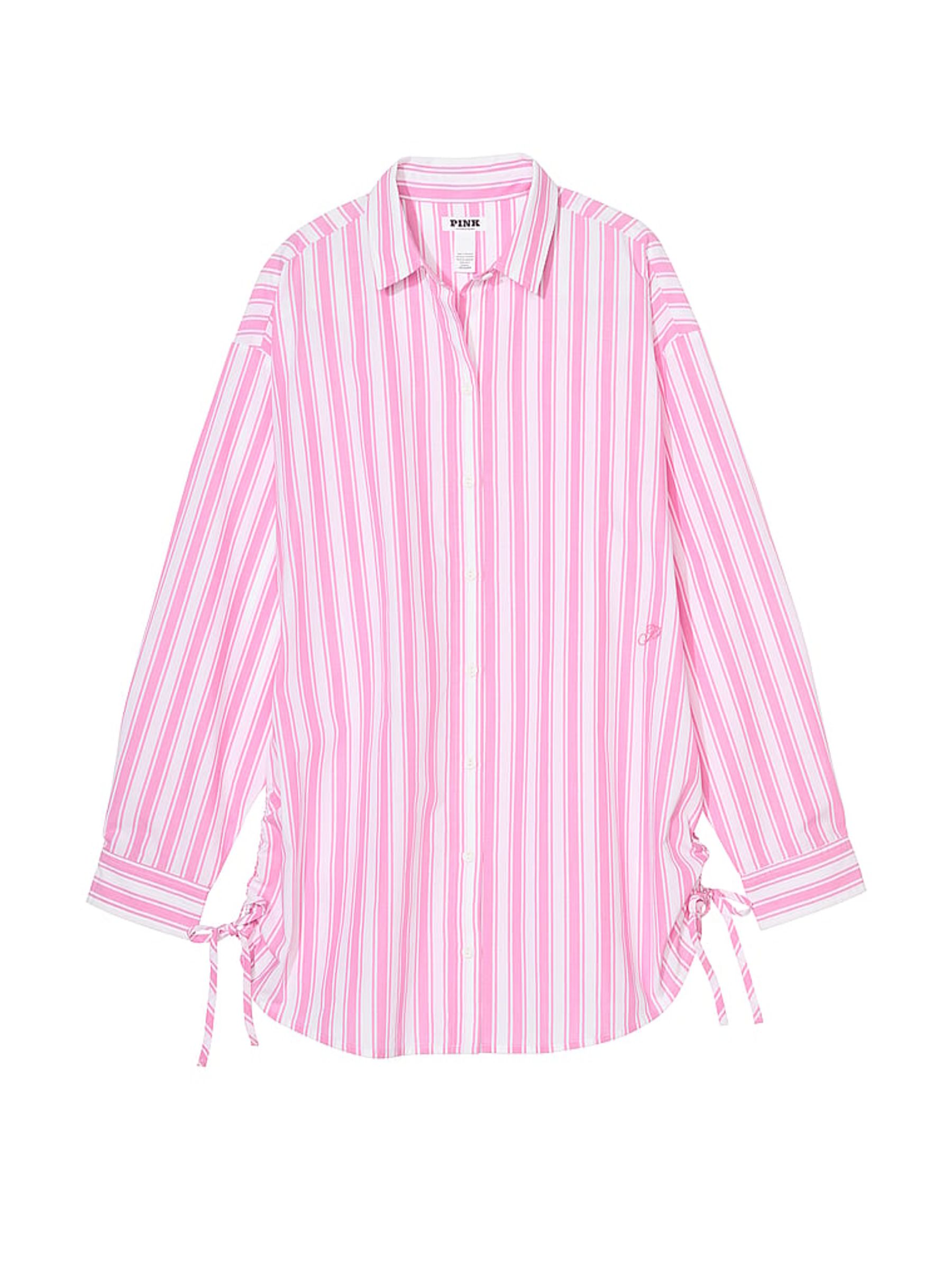 Pink Stripe Cover Up Shirt - Image 3 of 3