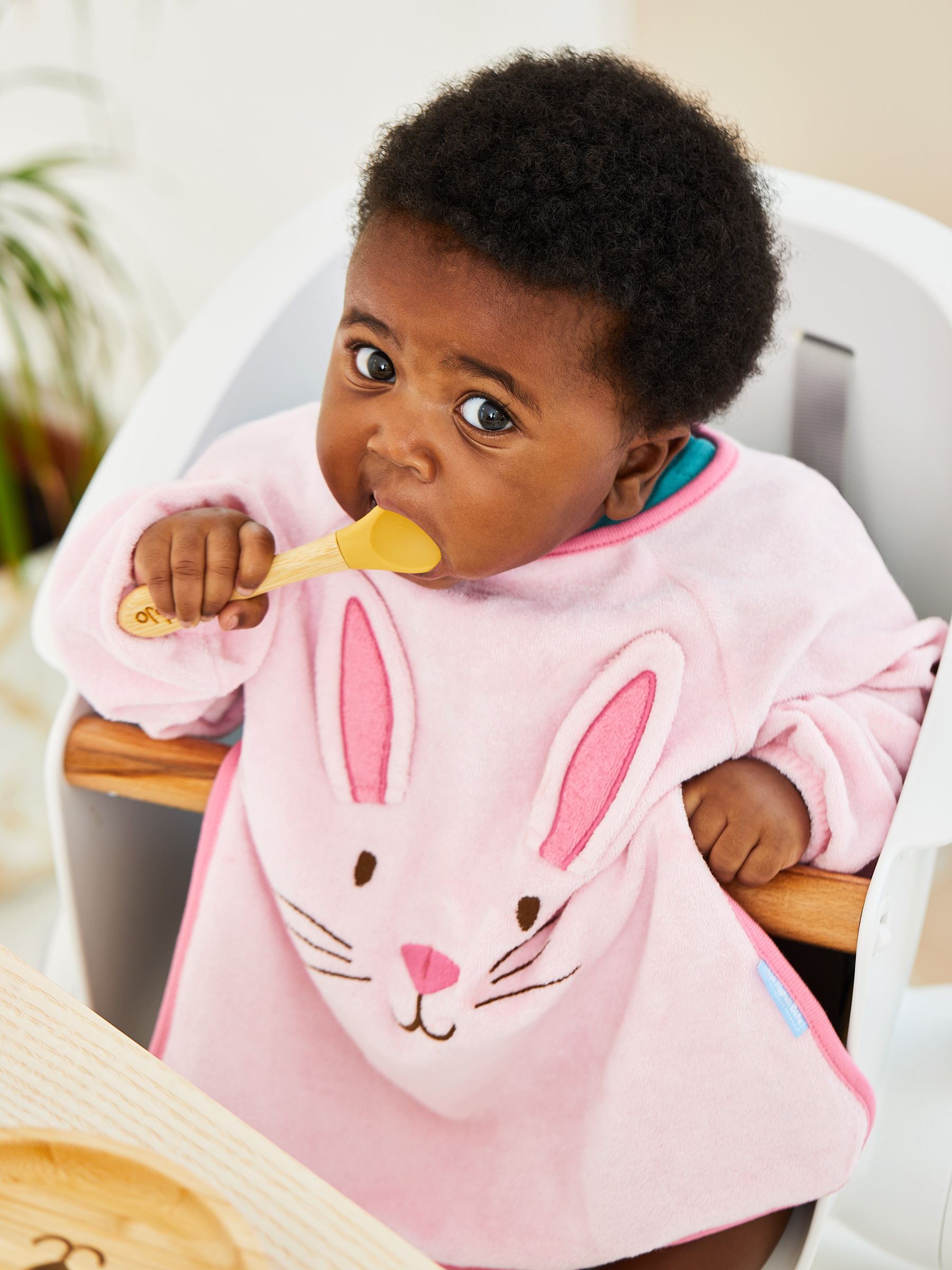 Pink Bunny Towelling Bib - Image 1 of 3
