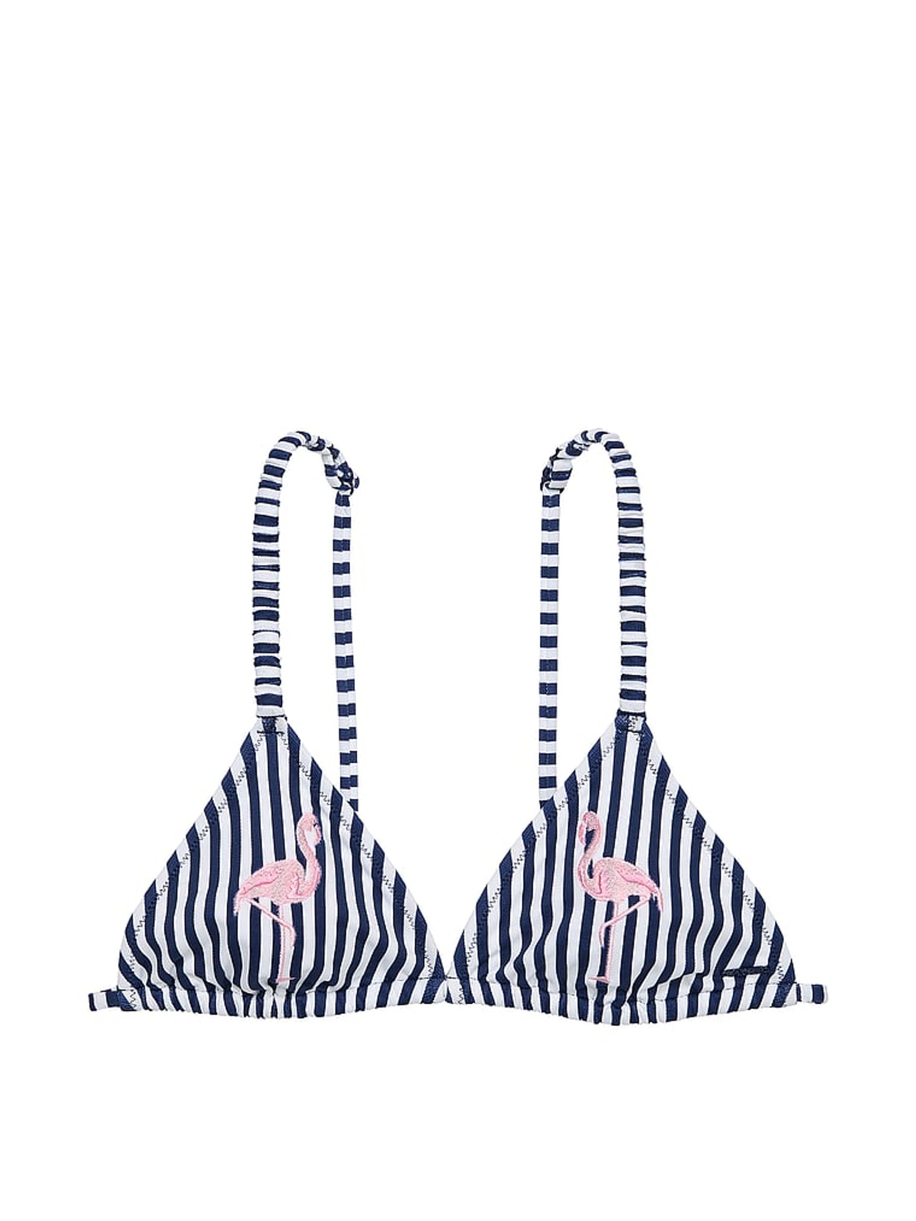Flamingo Stripe Blue Triangle Swim Bikini Top - Image 3 of 3