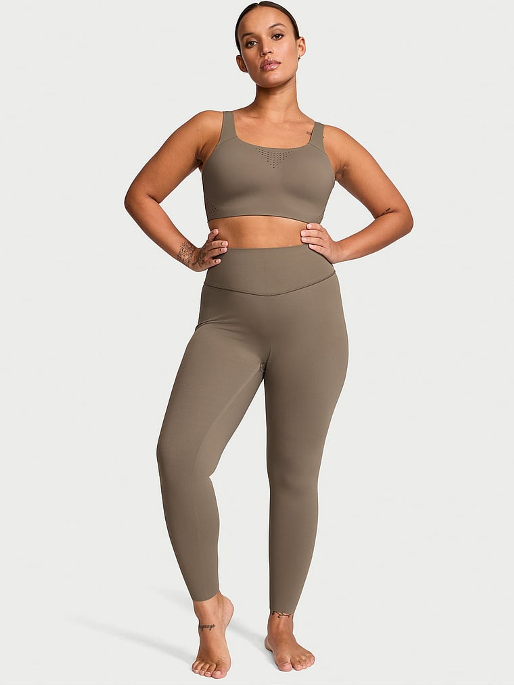 Terra Olive Green 7/8 Length VS Elevate Light Compression Leggings - Image 3 of 4