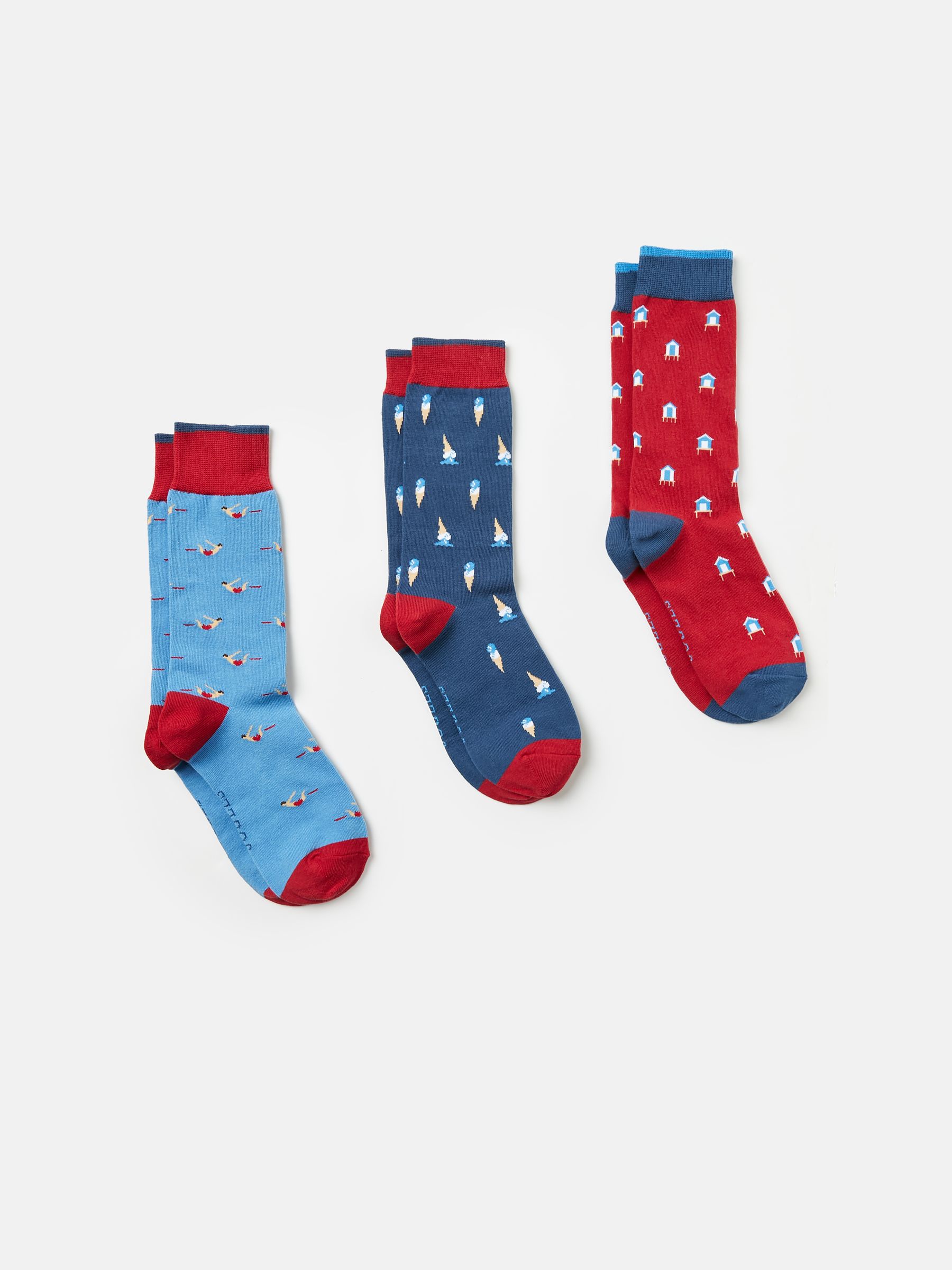 Striking Blue & Red Pack of Three Socks - Image 1 of 3