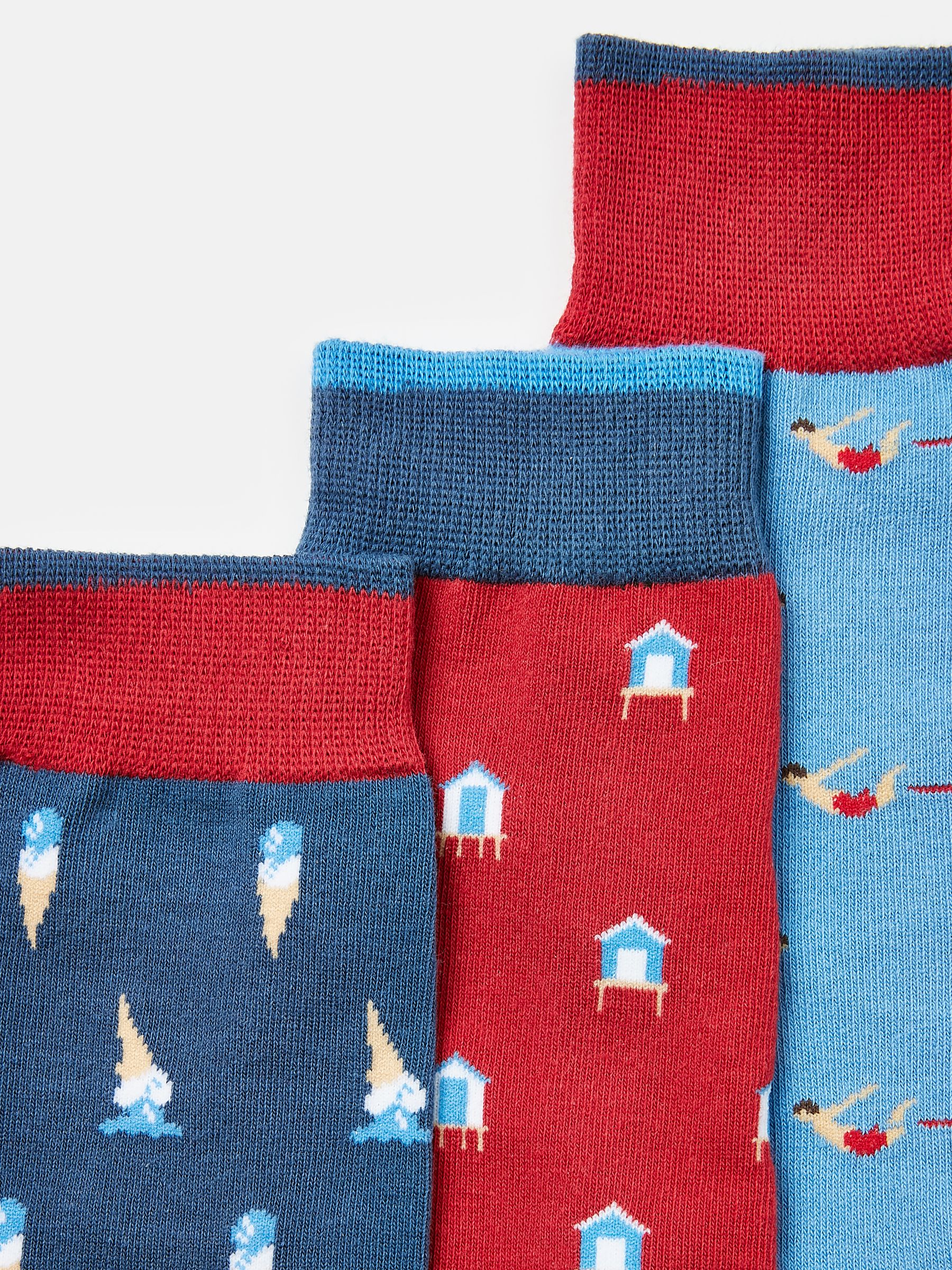 Striking Blue & Red Pack of Three Socks - Image 3 of 3