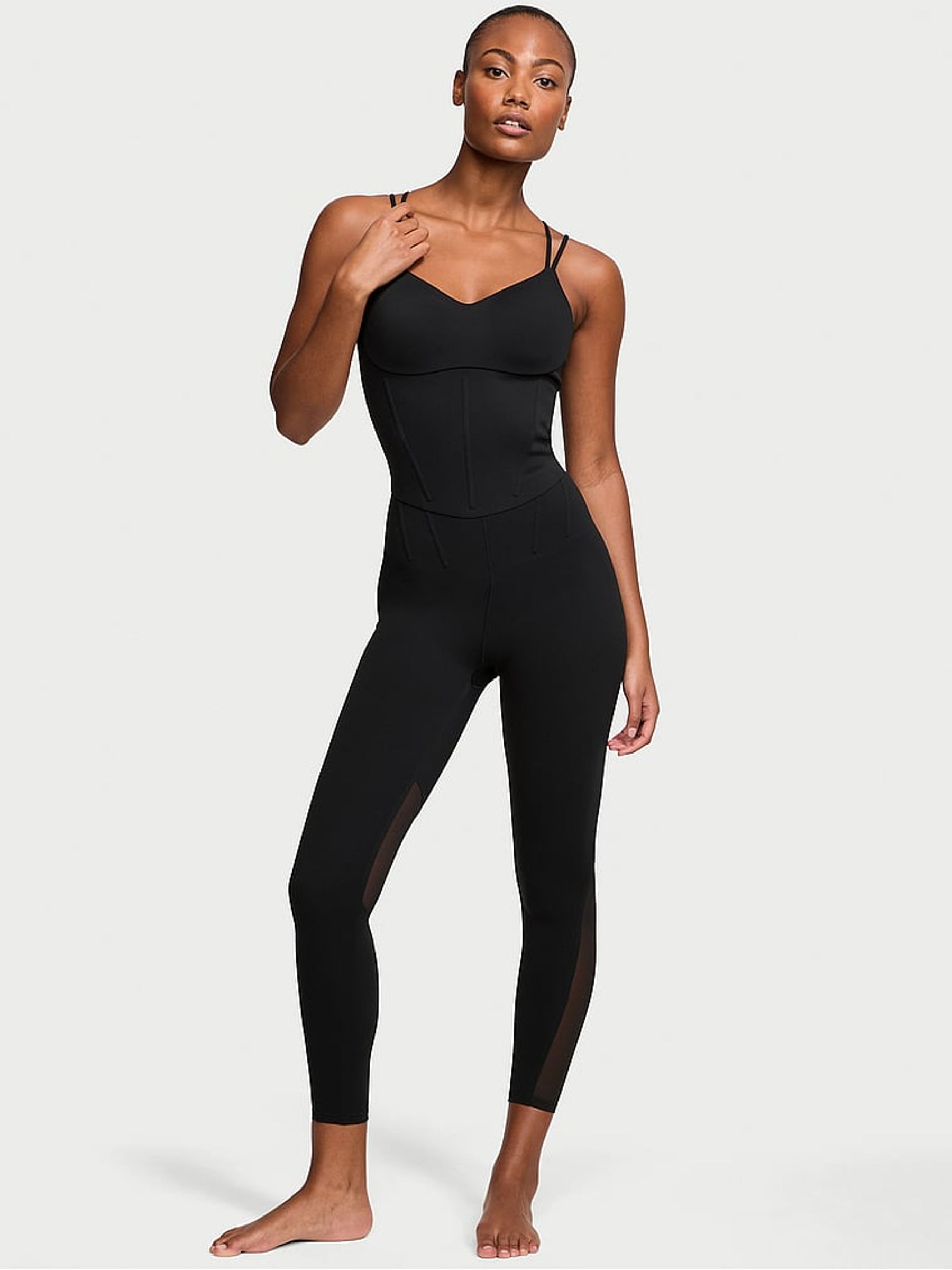 Pure Black 7/8 Length VS Elevate Corset Leggings - Image 1 of 4