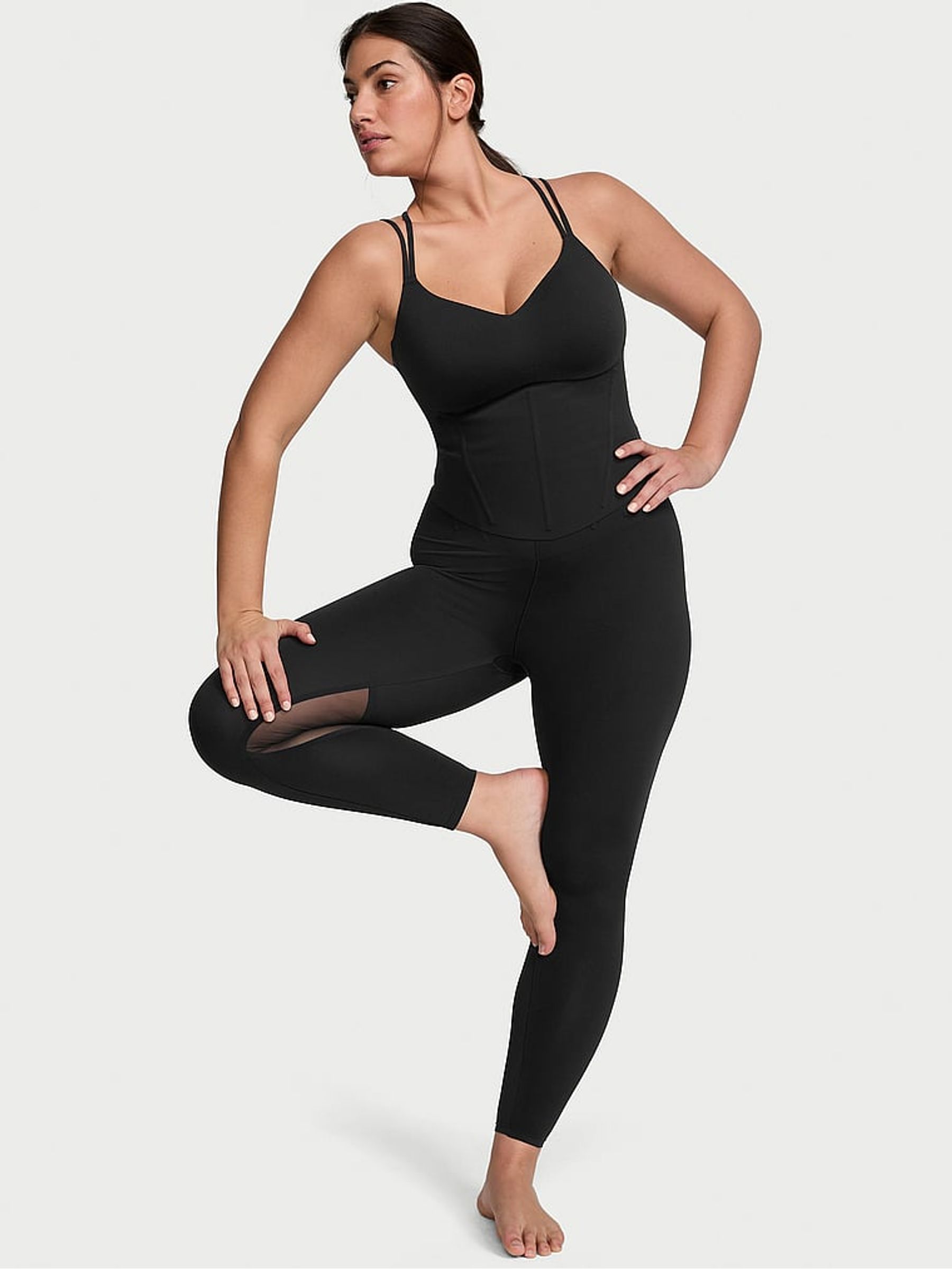 Pure Black 7/8 Length VS Elevate Corset Leggings - Image 3 of 4