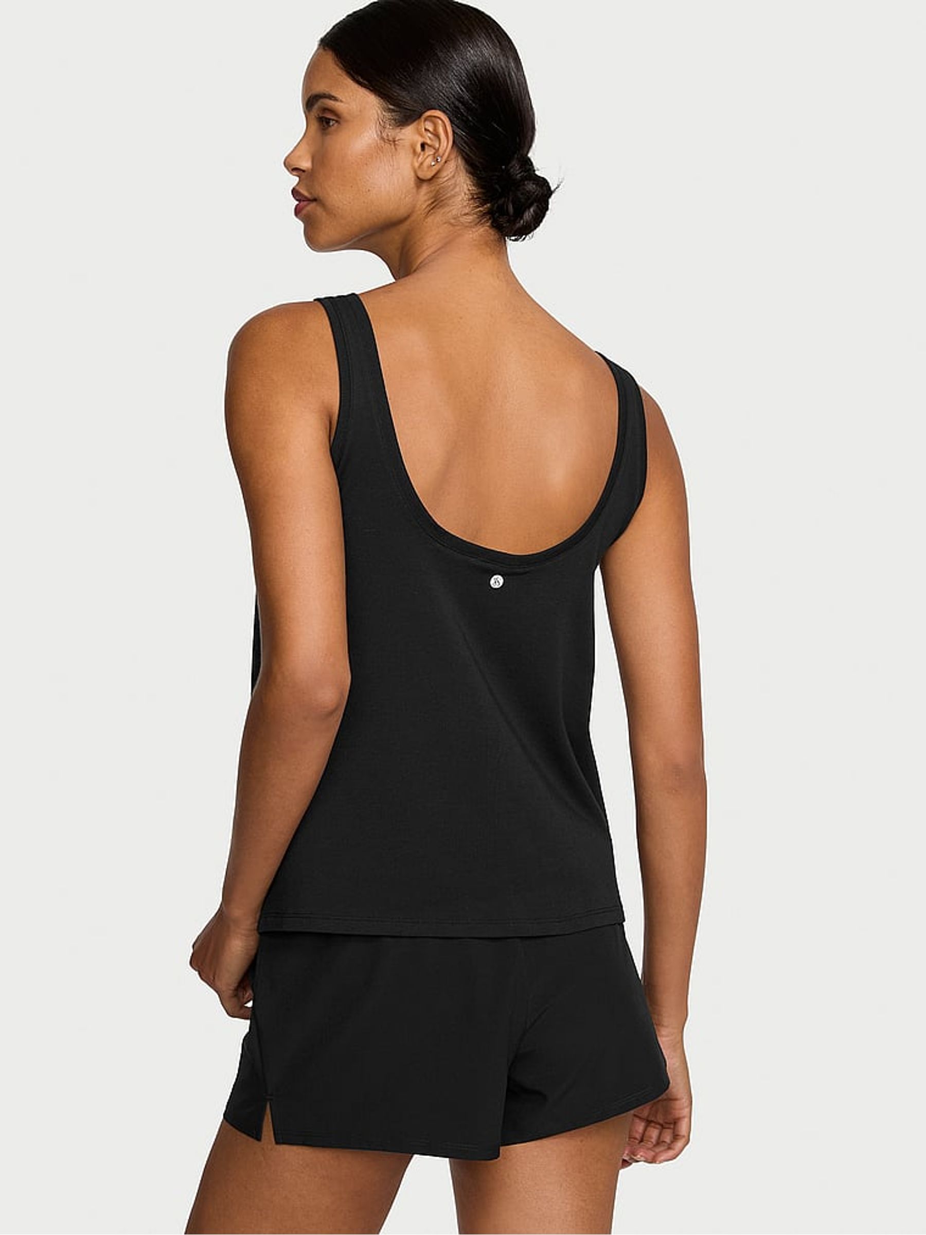 Pure Black Cotton Flowy Tank Top - Image 2 of 3