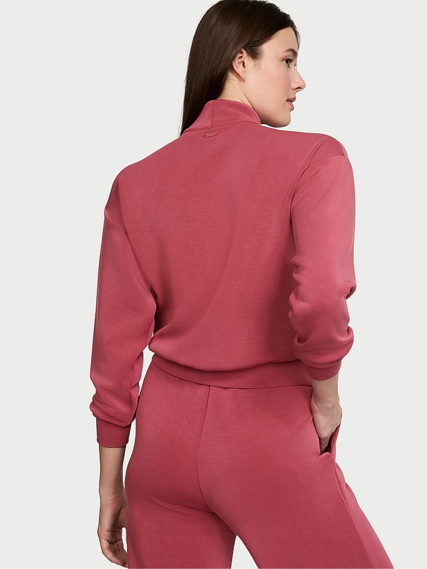 Deep Rose Pink Modal Half Zip Sweatshirt - Image 2 of 4