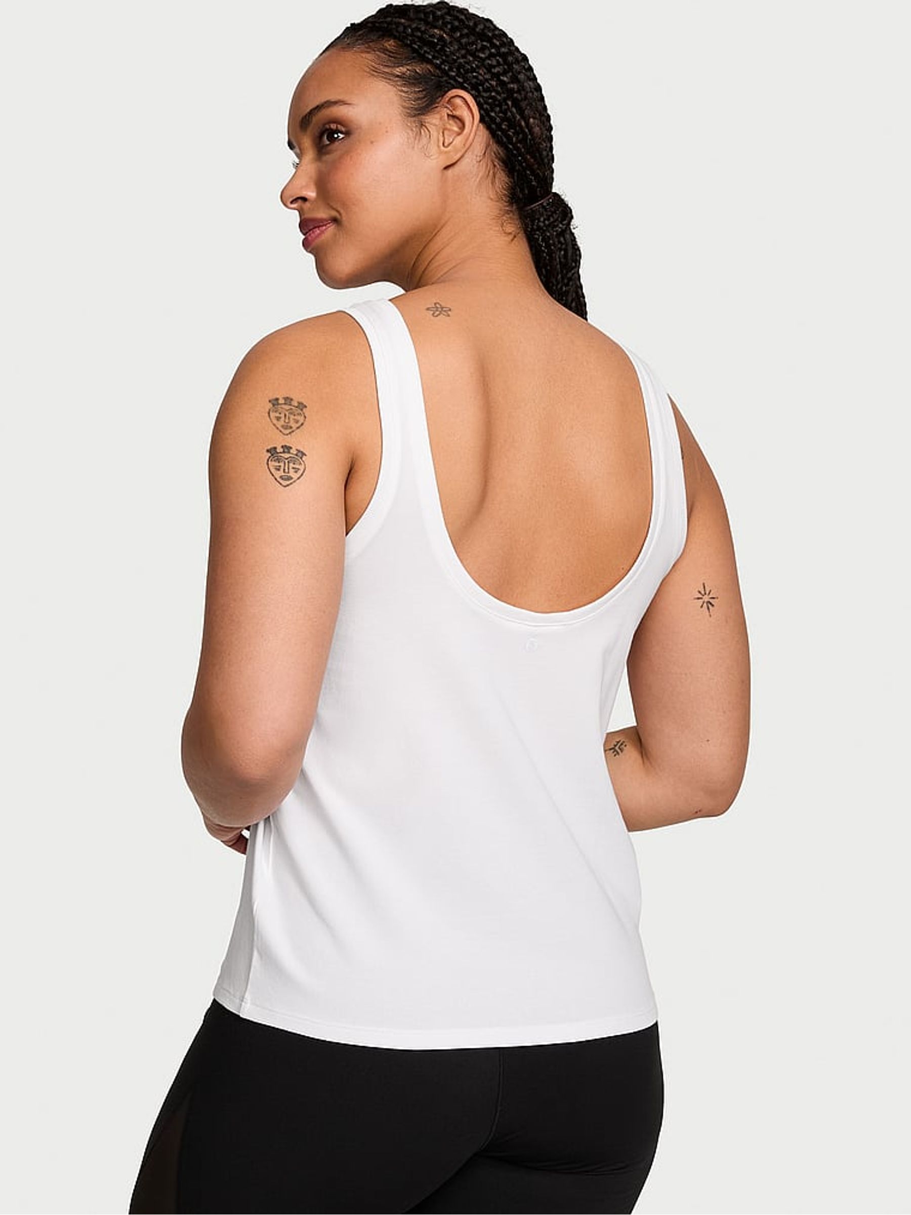 White Cotton Flowy Tank Top - Image 2 of 3