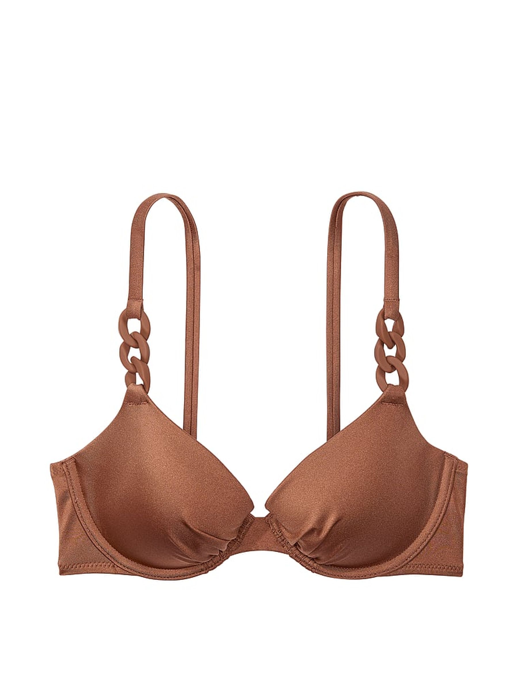 Caramel Brown Push Up Swim Chain Bikini Top - Image 3 of 3