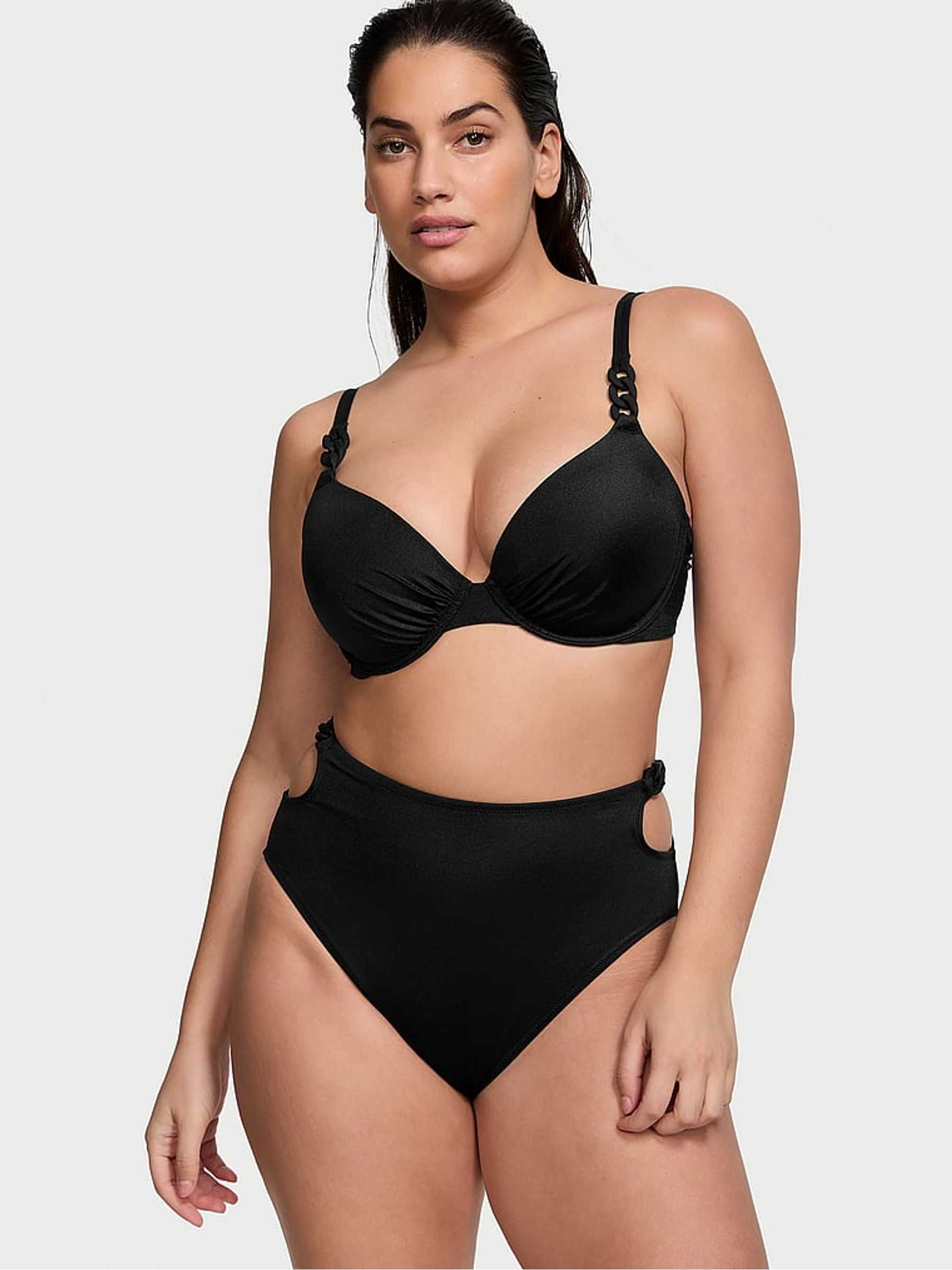 Nero Black Push Up Swim Chain Bikini Top - Image 1 of 3