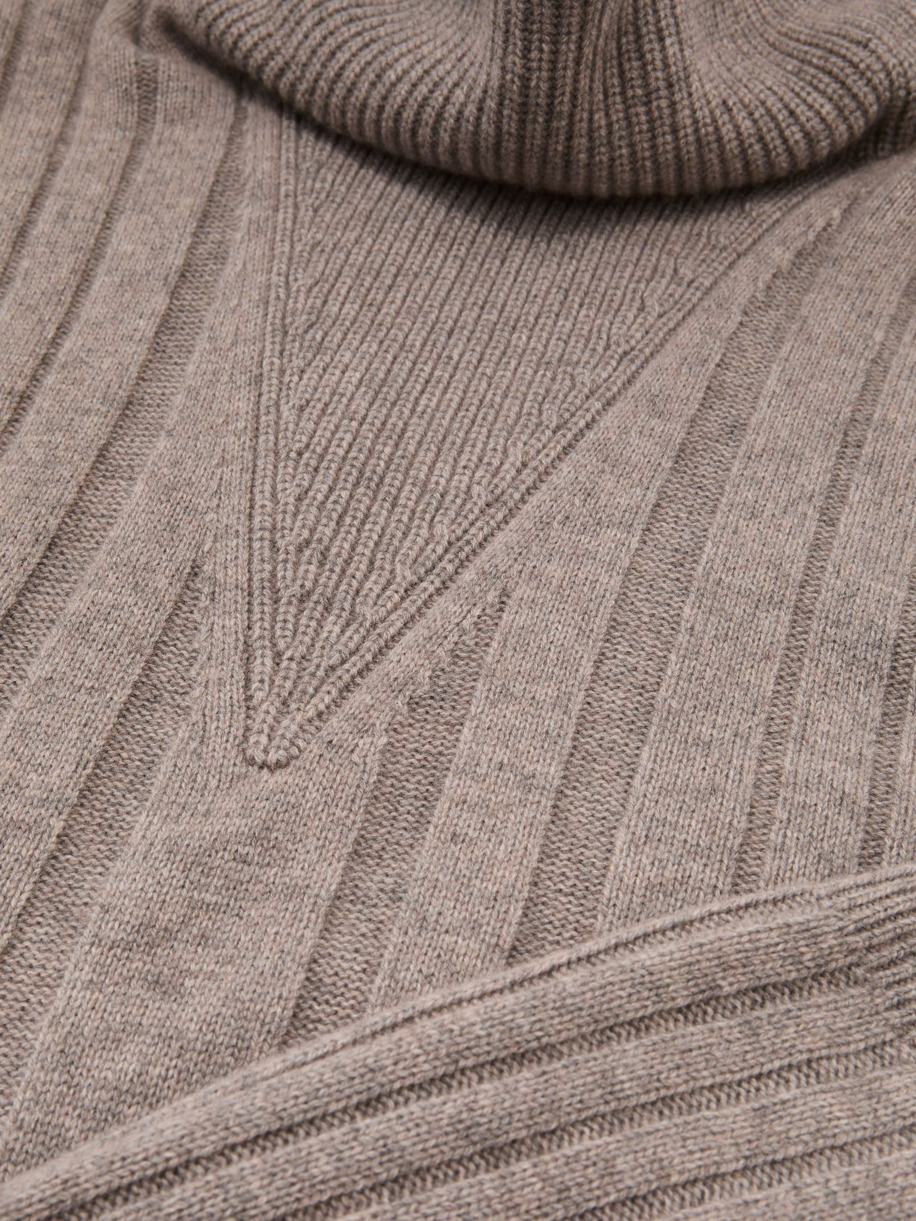 Wool-Cashmere Ribbed Funnel-Neck Midi Dress in Neutral - Image 7 of 7