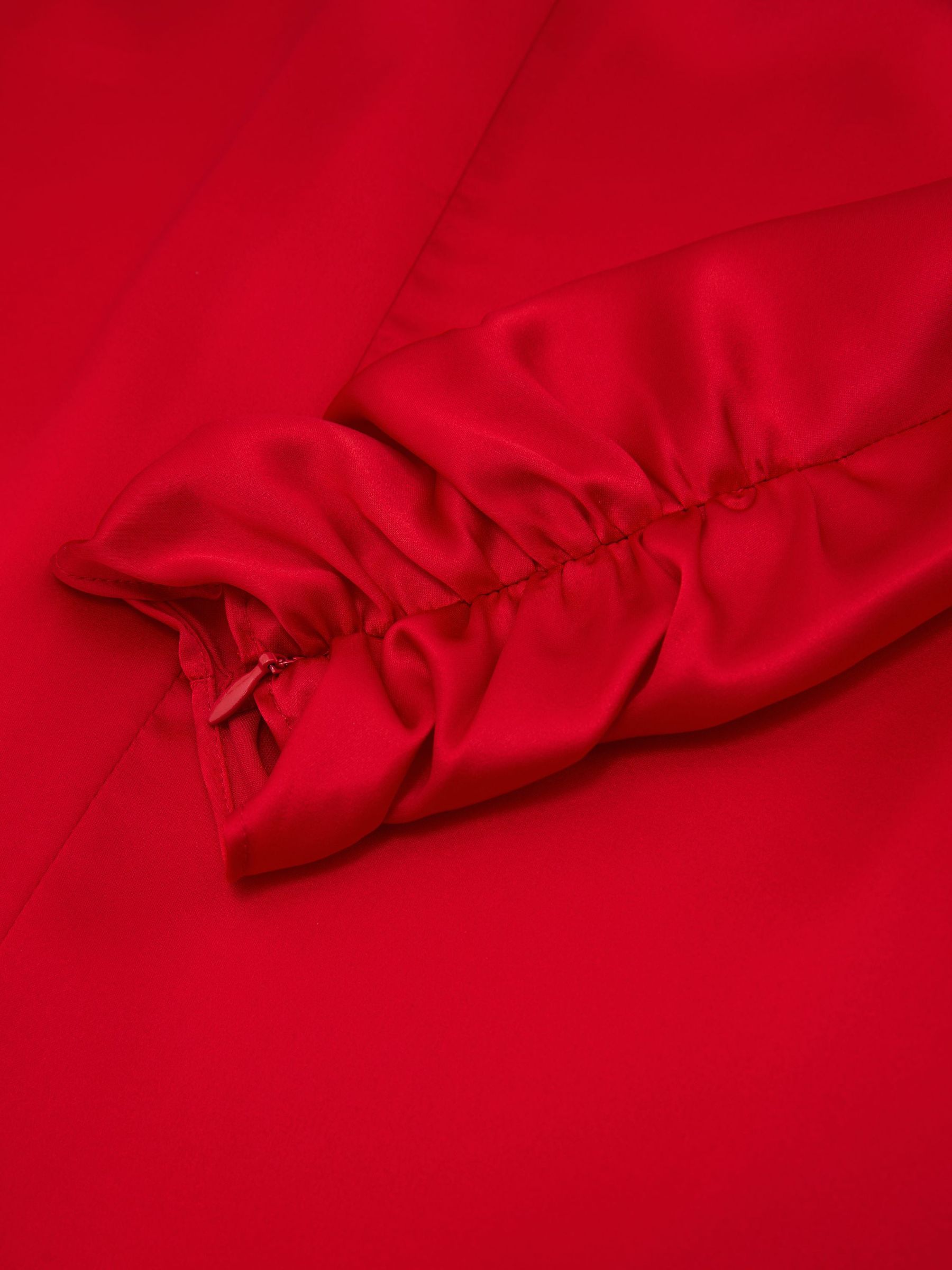 Satin Cape-Detail Mini Dress in Red - Image 9 of 9