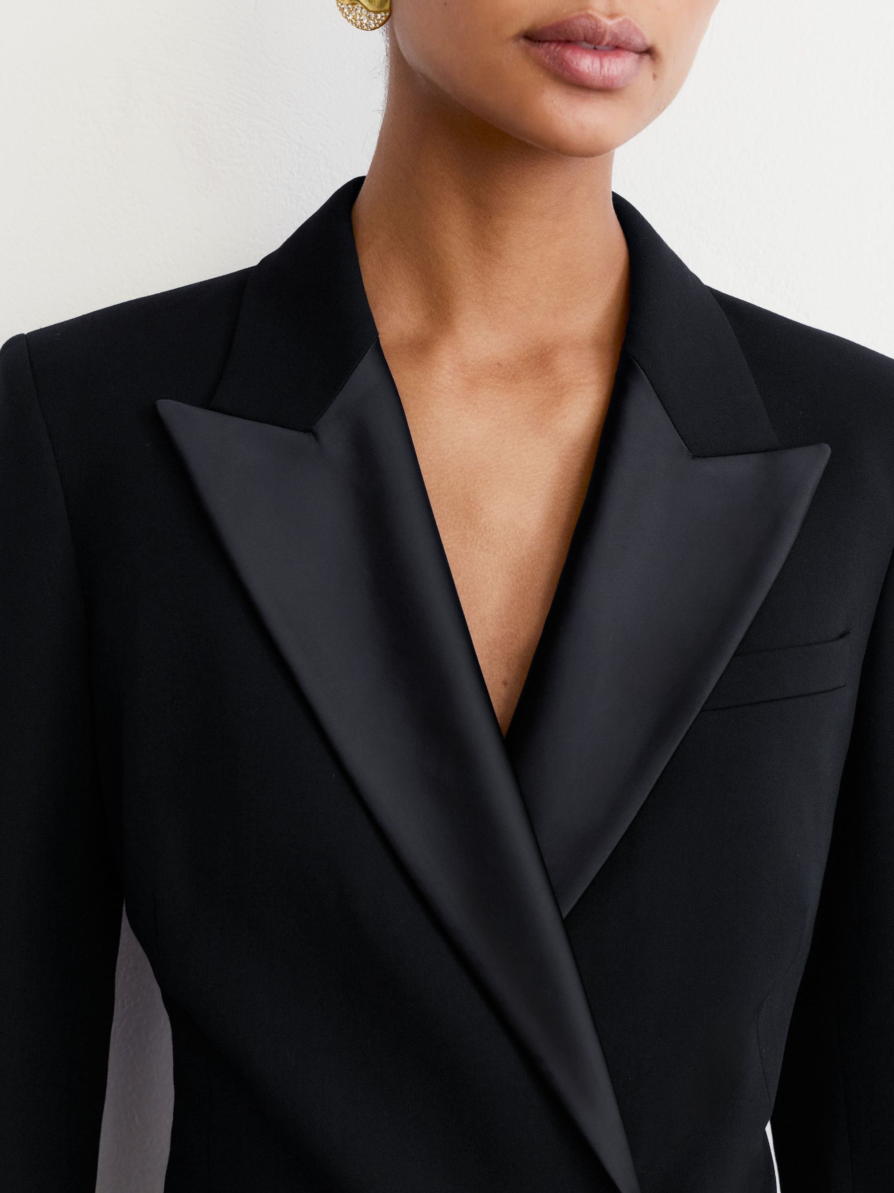 Double-Breasted Tuxedo Mini Dress in Black - Bild 4 von 6