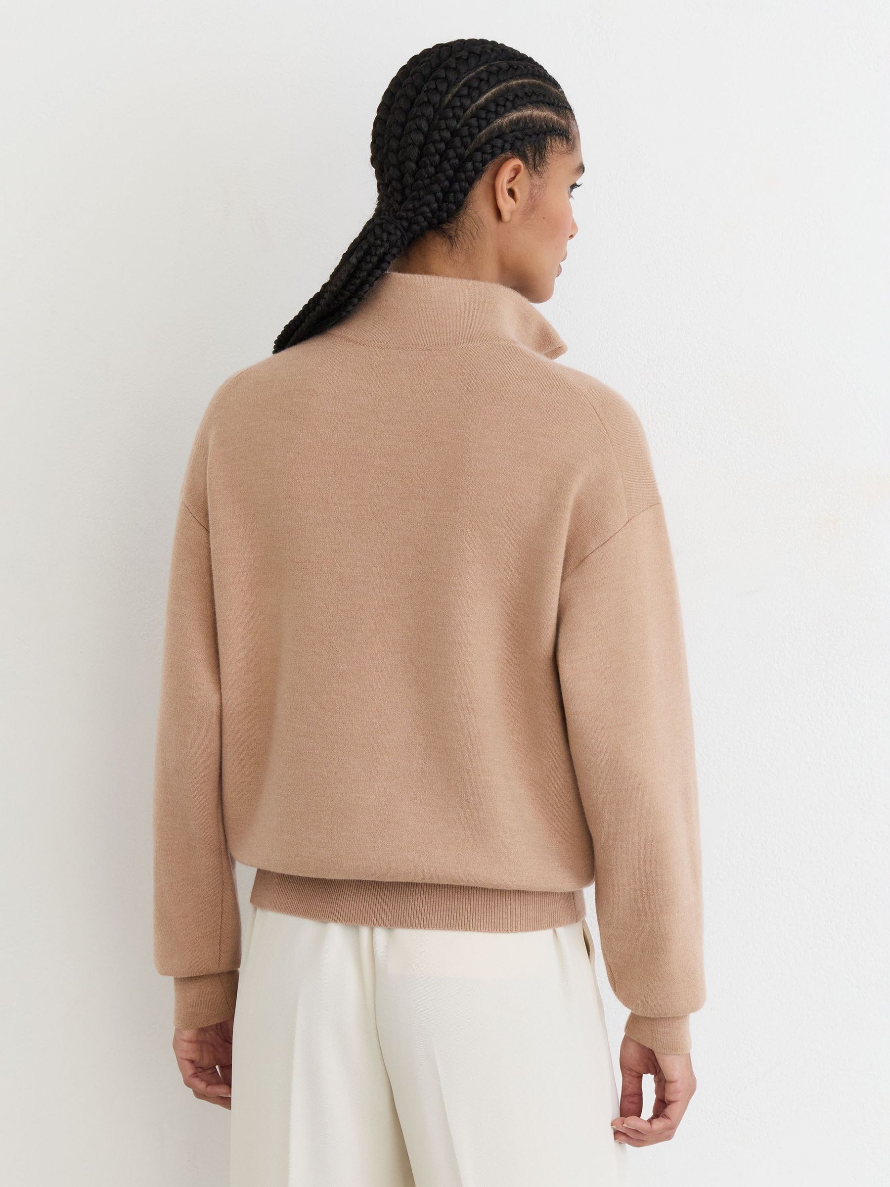 Wool-Blend Half-Zip Jumper in Camel - Image 5 of 7