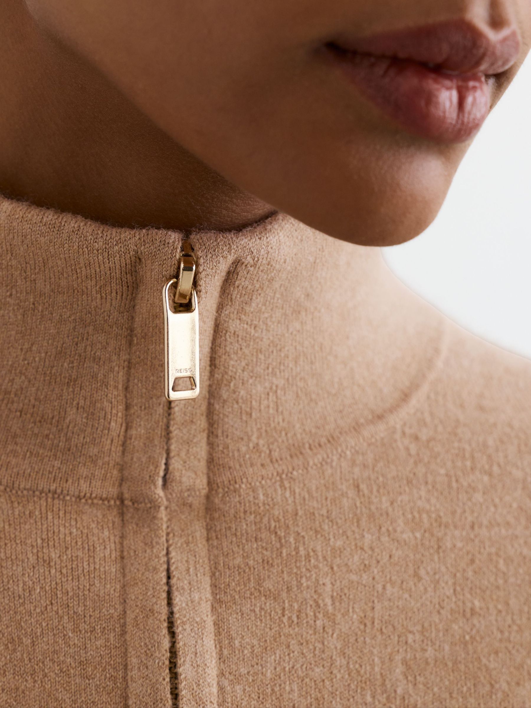 Wool-Blend Half-Zip Jumper in Camel - Image 6 of 7