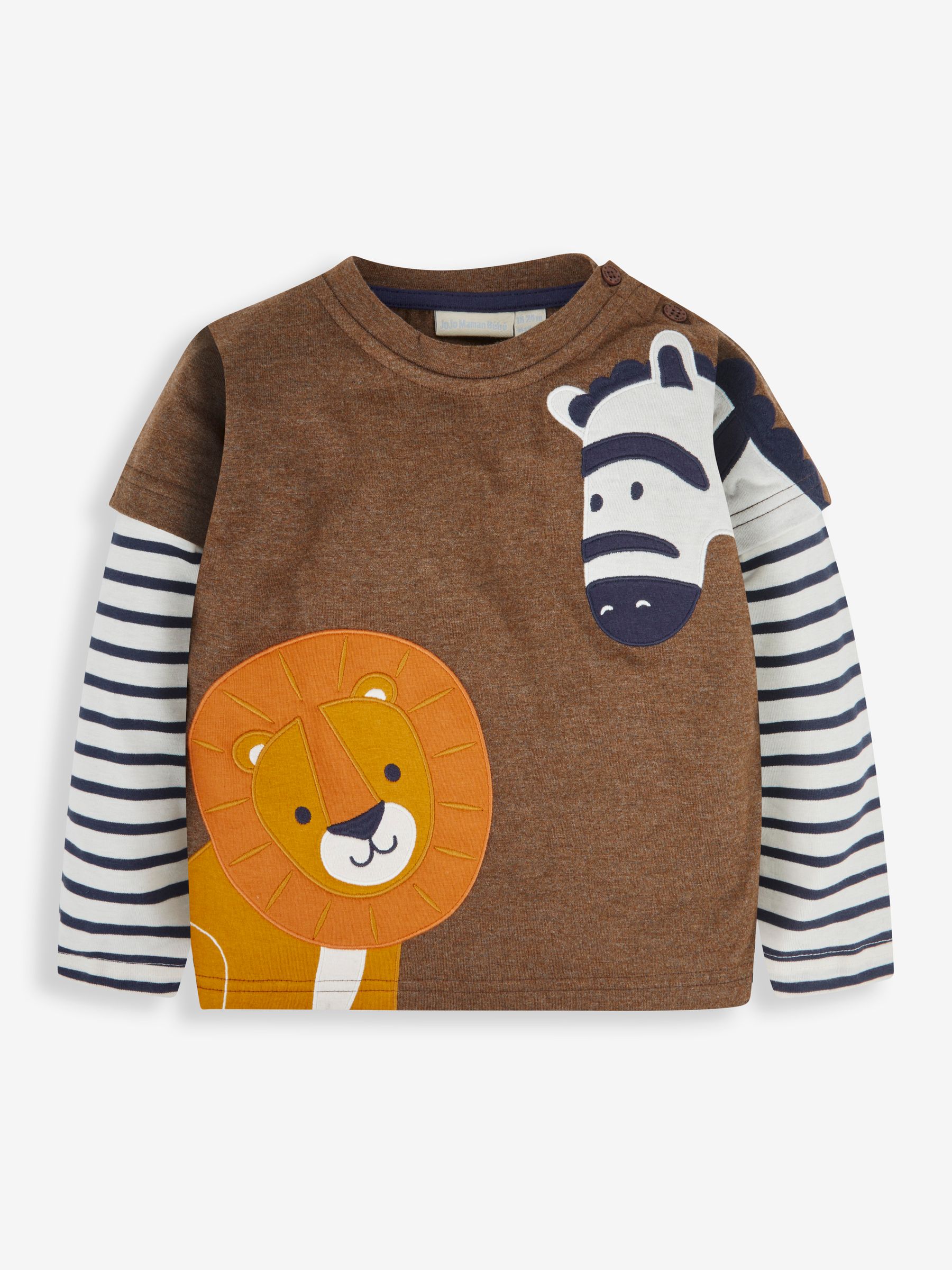 Mocha Lion & Zebra Appliqué Top - Image 1 of 4