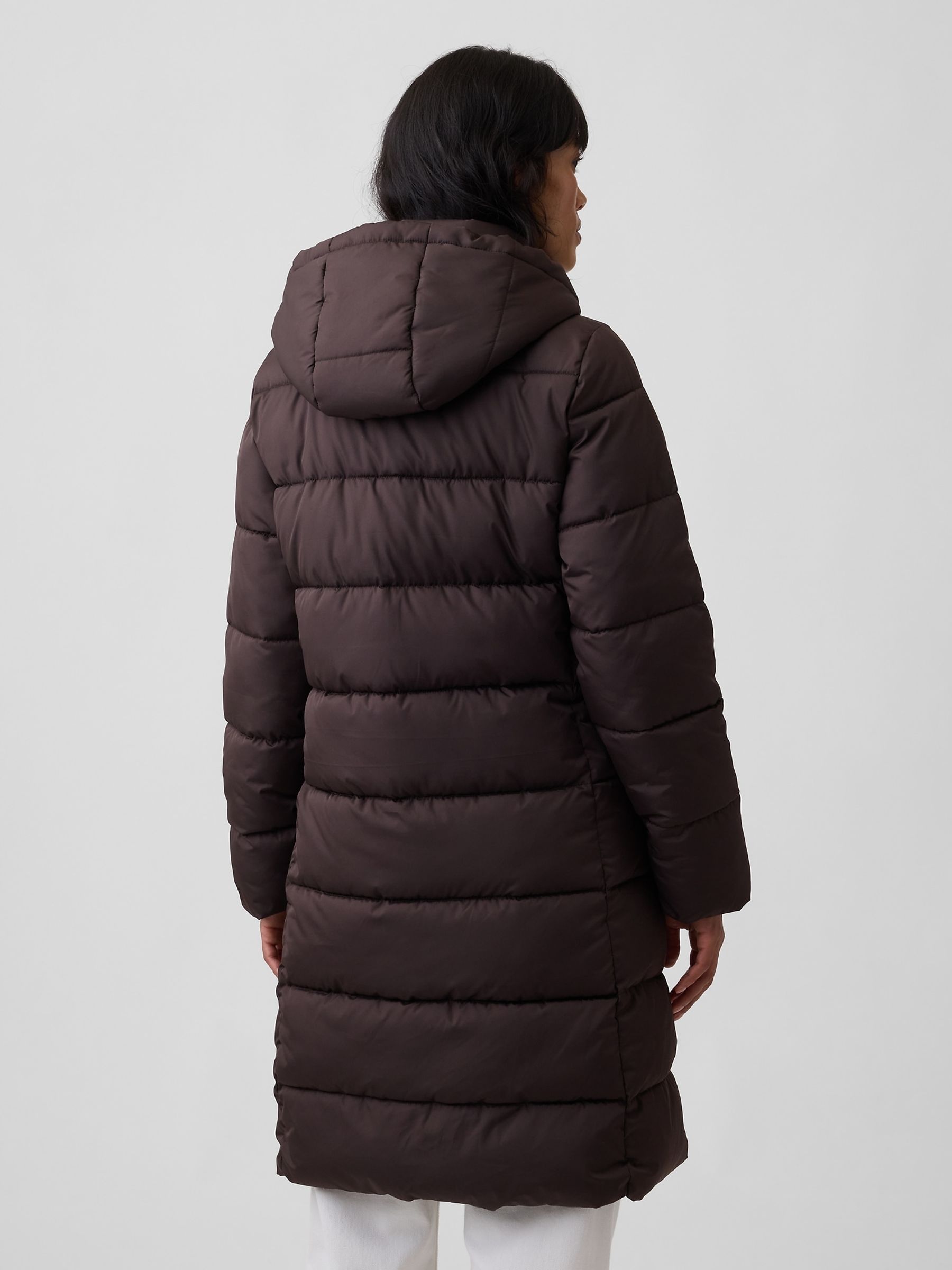 Brown Relaxed Midi Puffer Coat - Image 2 of 4